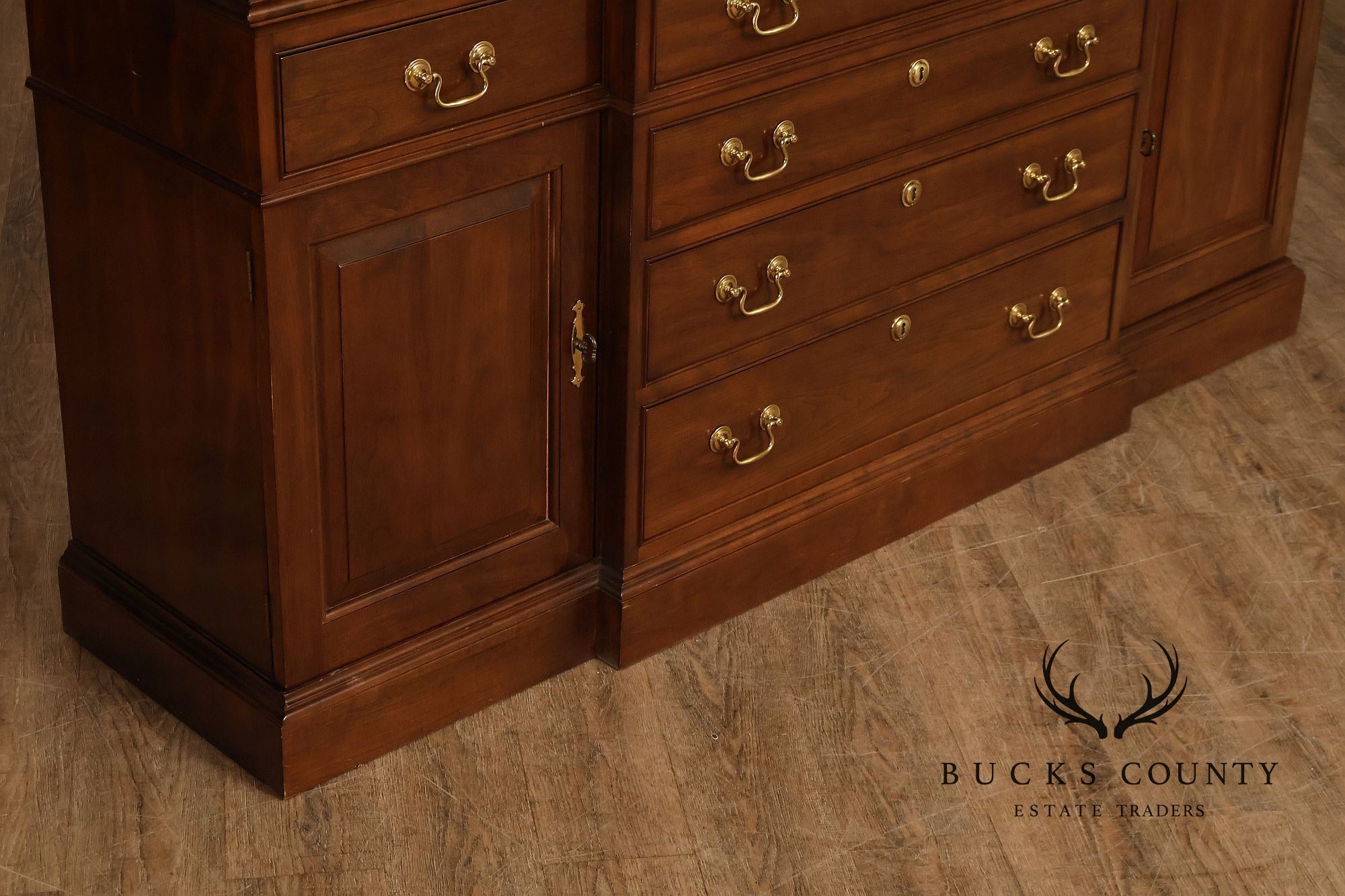 Stickley Traditional Style Cherry Breakfront China Cabinet
