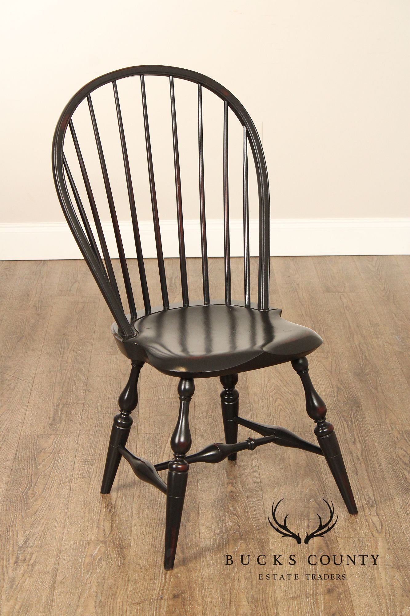 Warren Chair Works Set Of Six Black Painted Windsor Dining Chairs