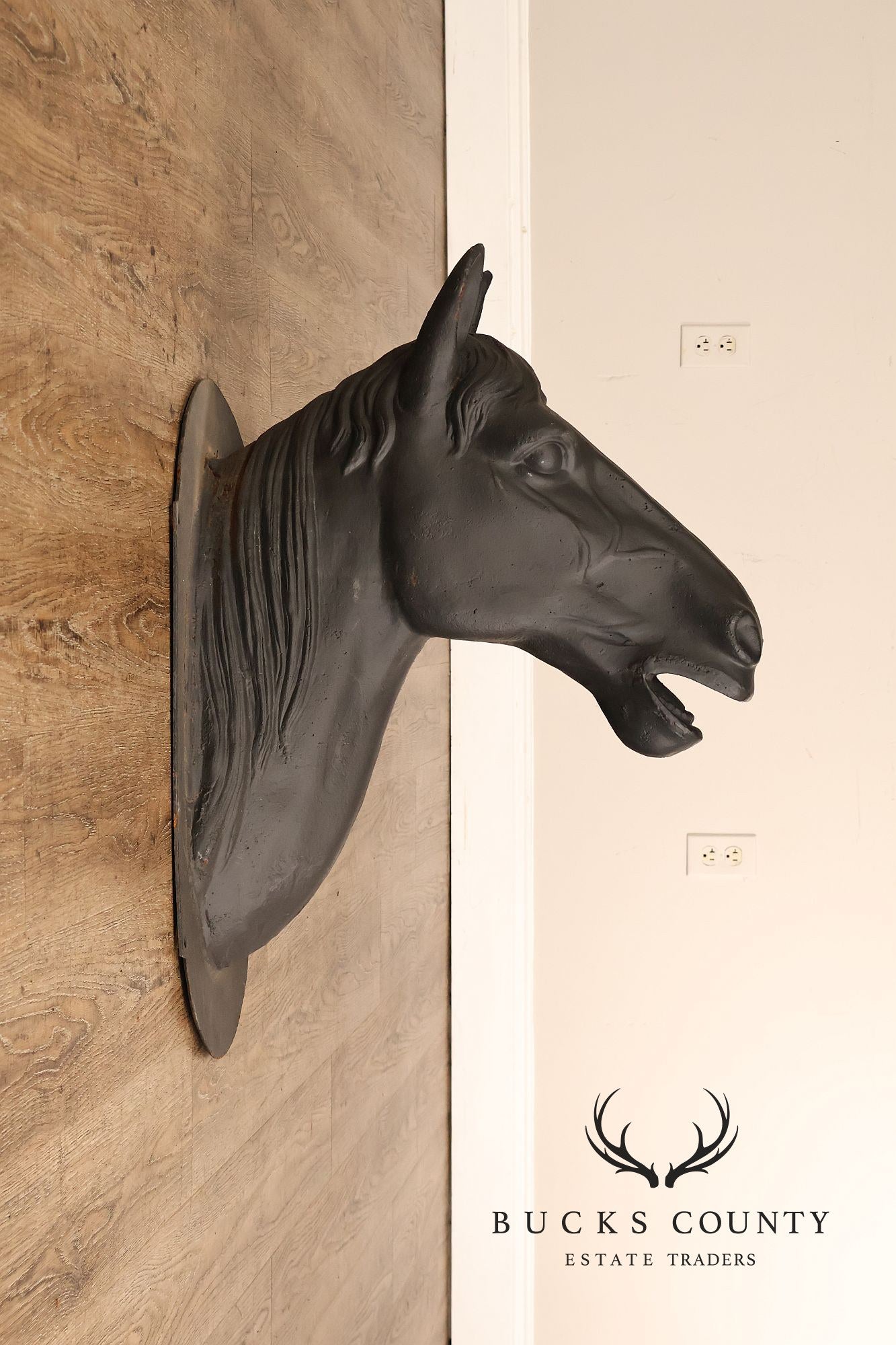 Pair of Cast Iron Horse Head Wall Decor