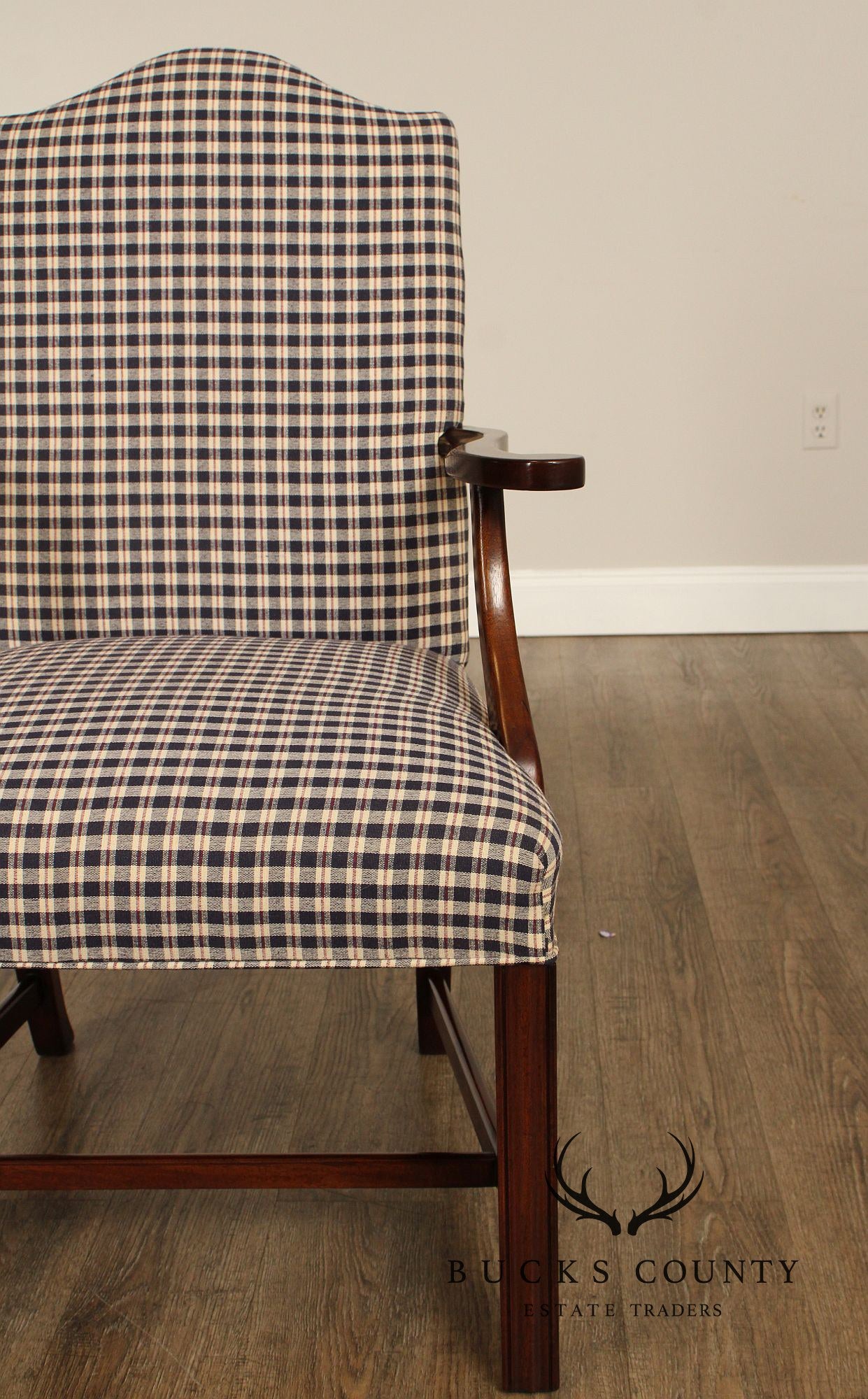 Chippendale Style Carved Mahogany Library Armchair, Most Likely By Hickory Chair (Not Labeled)