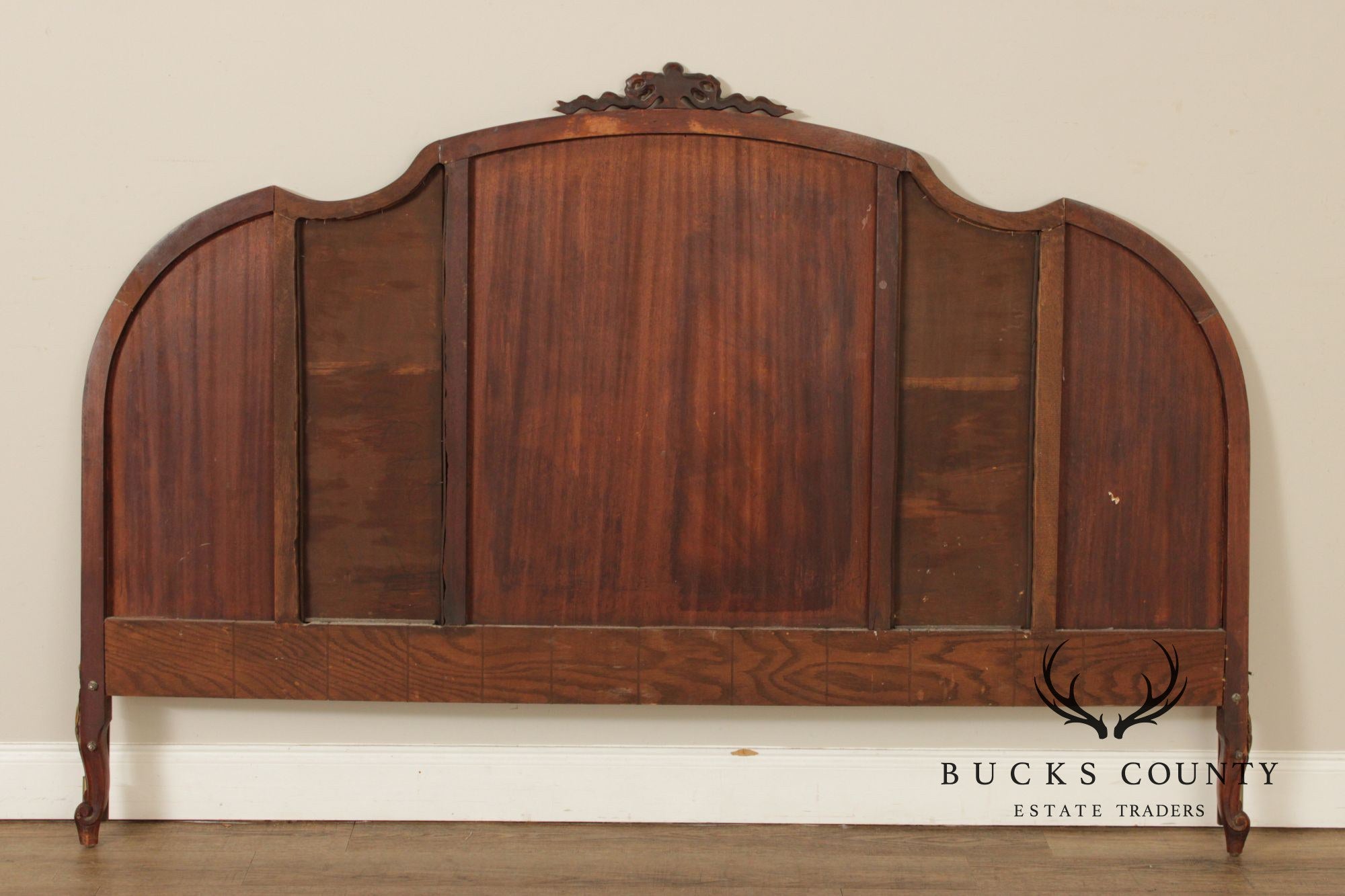 1930's French Louis XV Style Inlaid Satinwood King Headboard