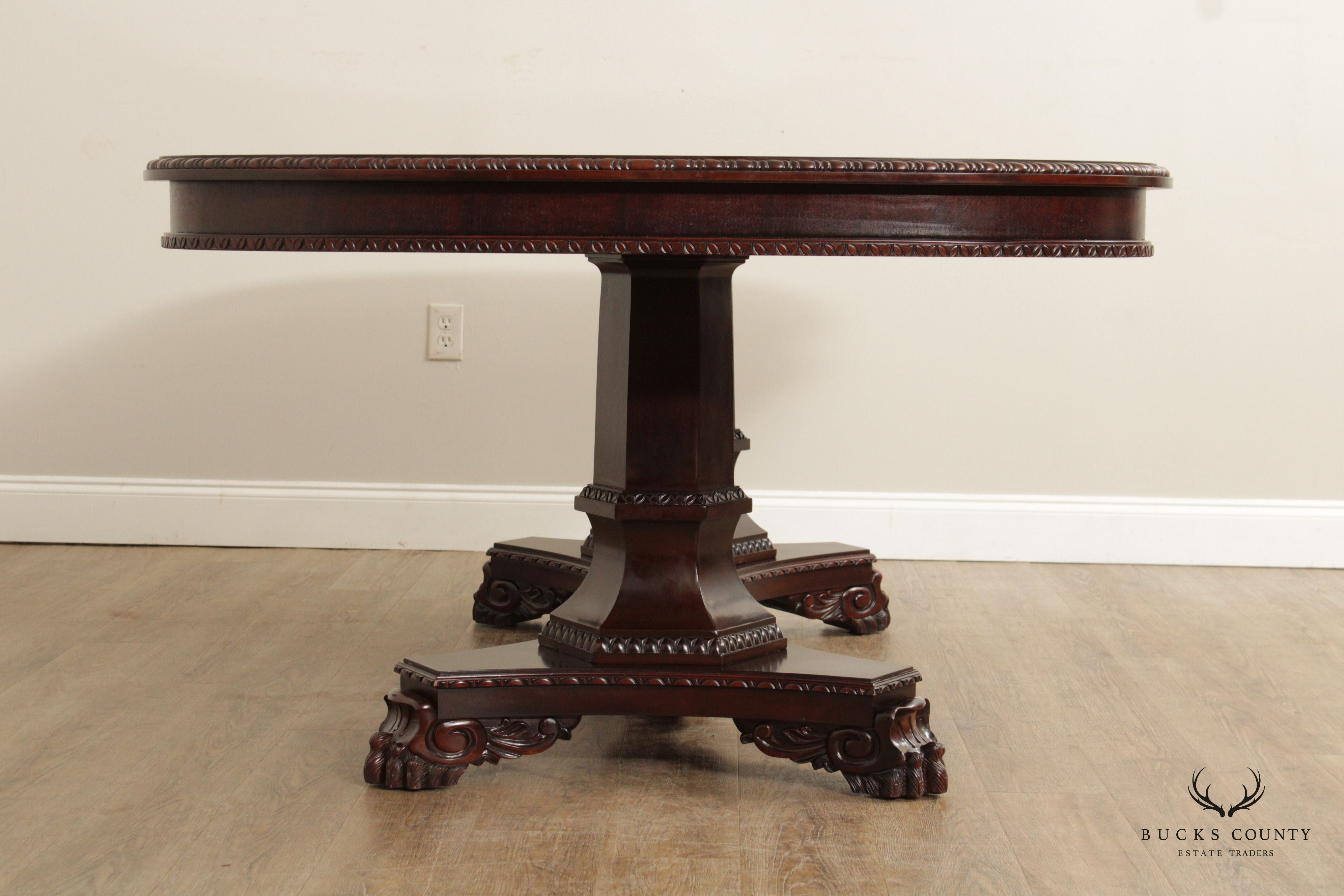 Empire Style Mahogany Double Pedestal Expandable Dining Table