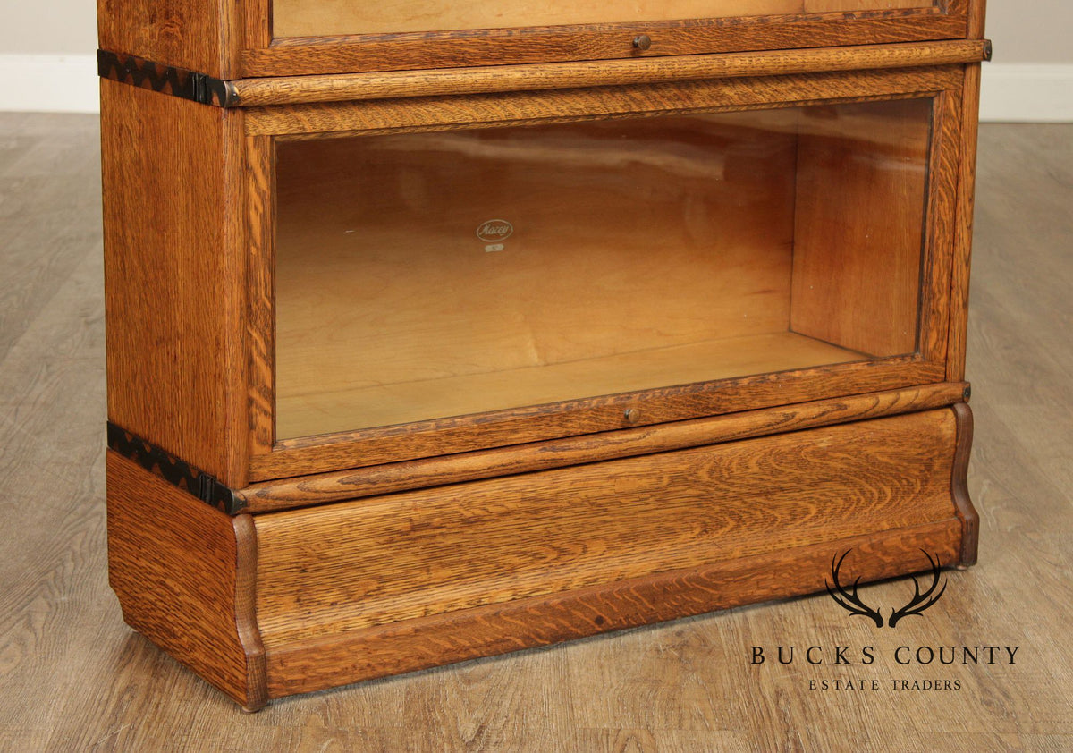 Antique Macey Oak Three Stack Barrister Bookcase