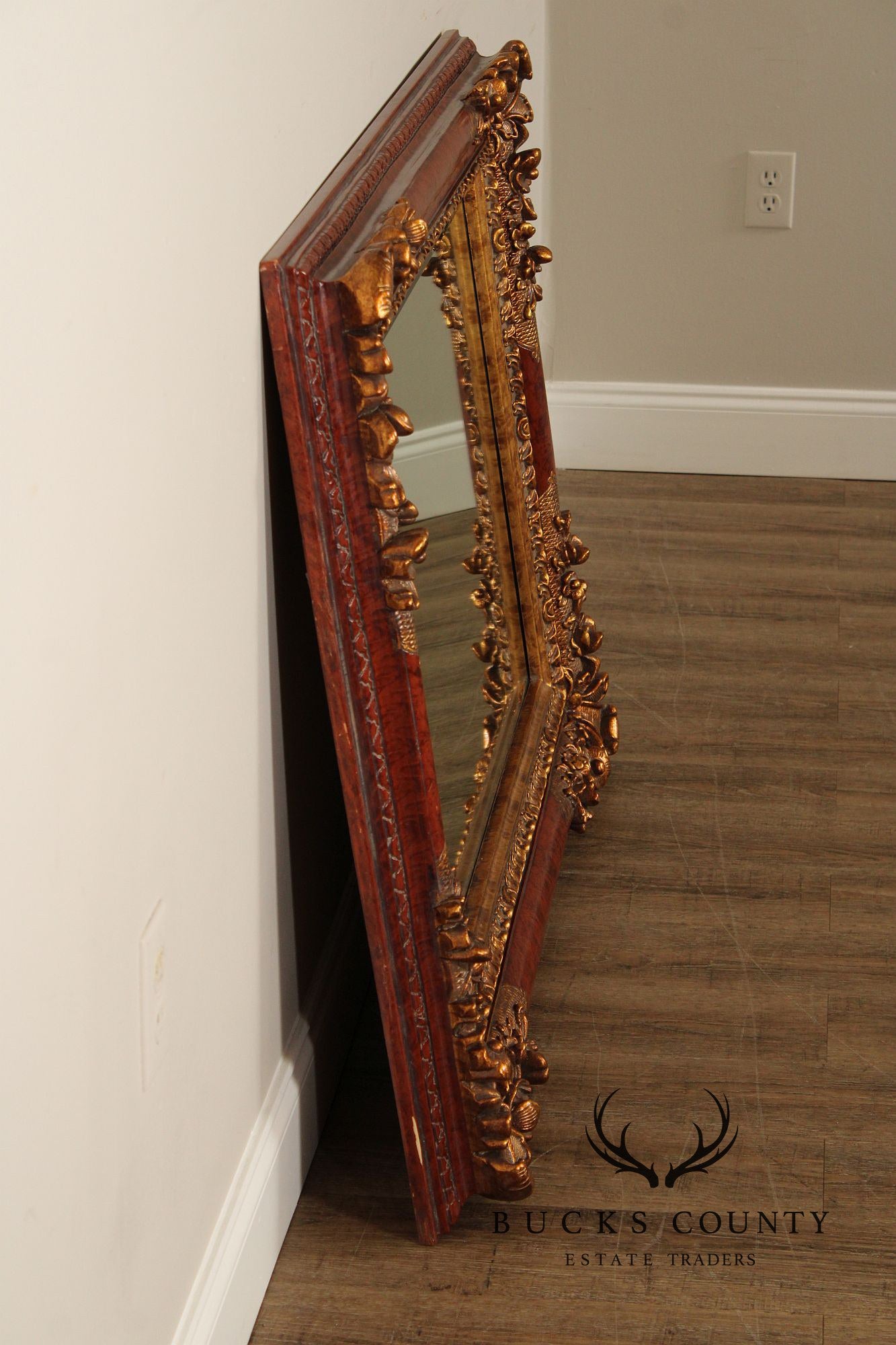 Italian Rococo Style Partial Gilt Carved Frame Wall Mirror