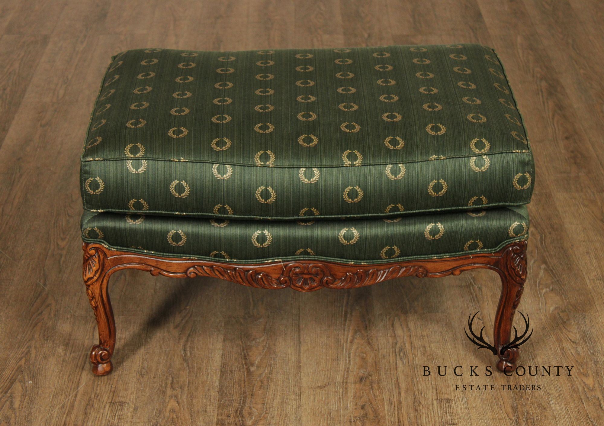 Sherrill Furniture Rococo Style Carved Ottoman