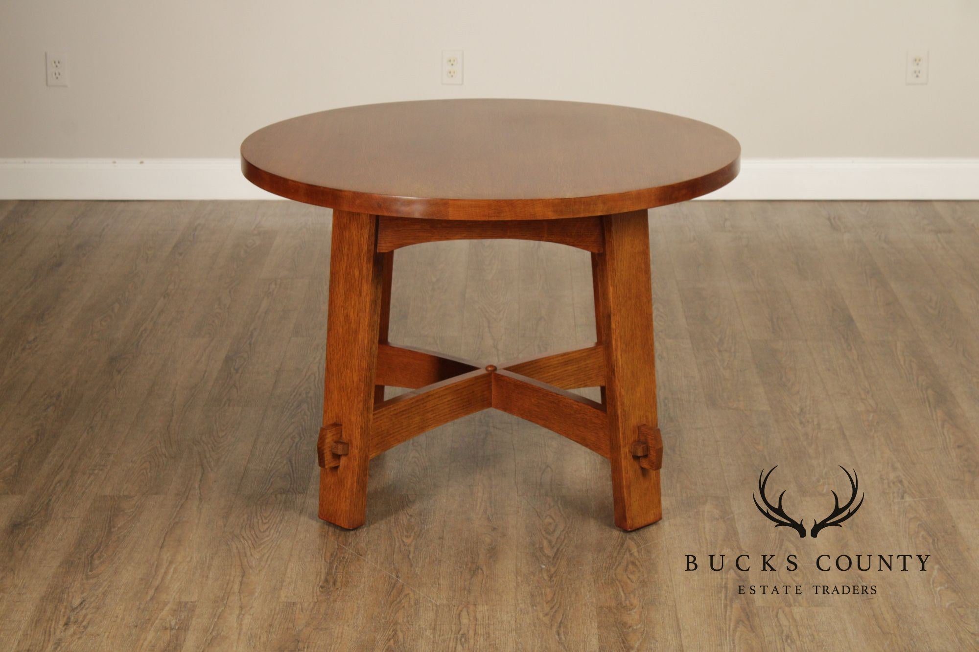 Stickley Mission Collection Round Oak Commemorative Library Table