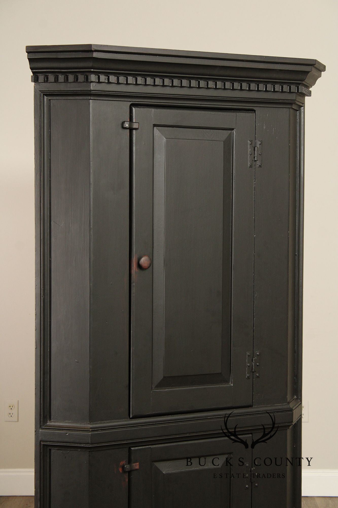 Primitive Distress Painted Corner Cupboard