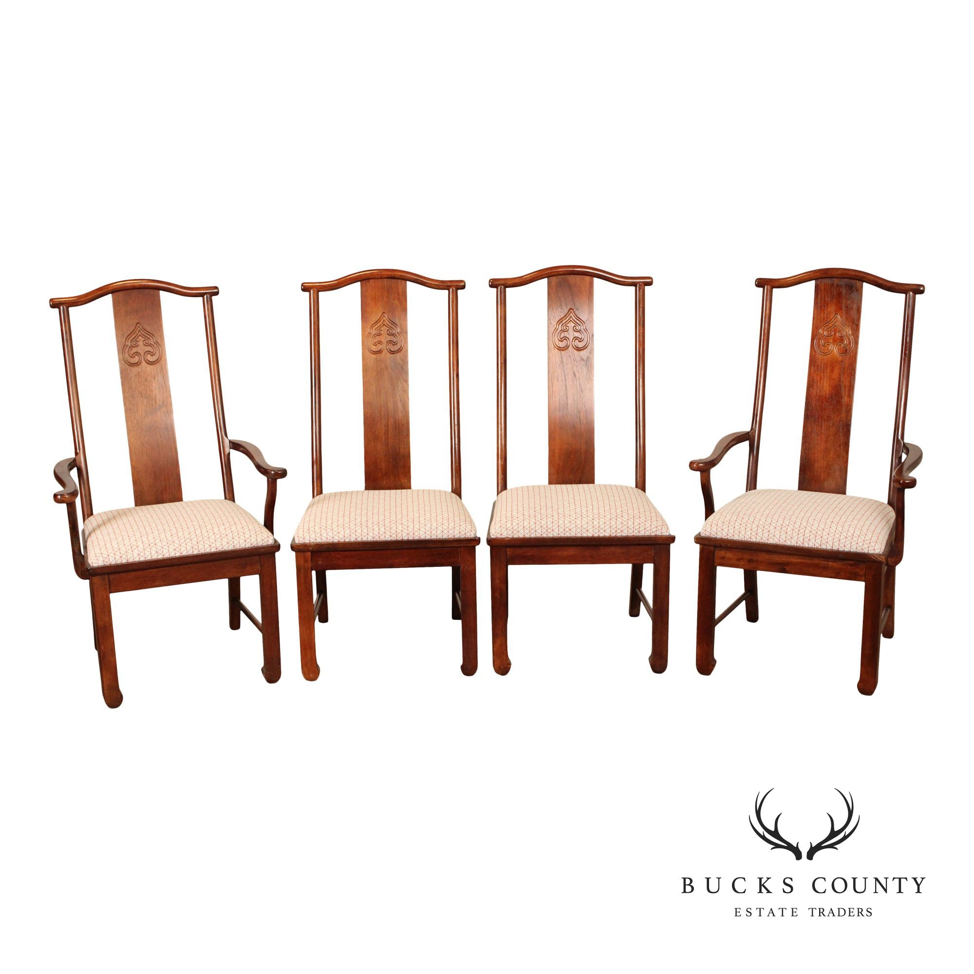 Bernhardt Chinese Style Set of Four Yoke Back Dining Chairs