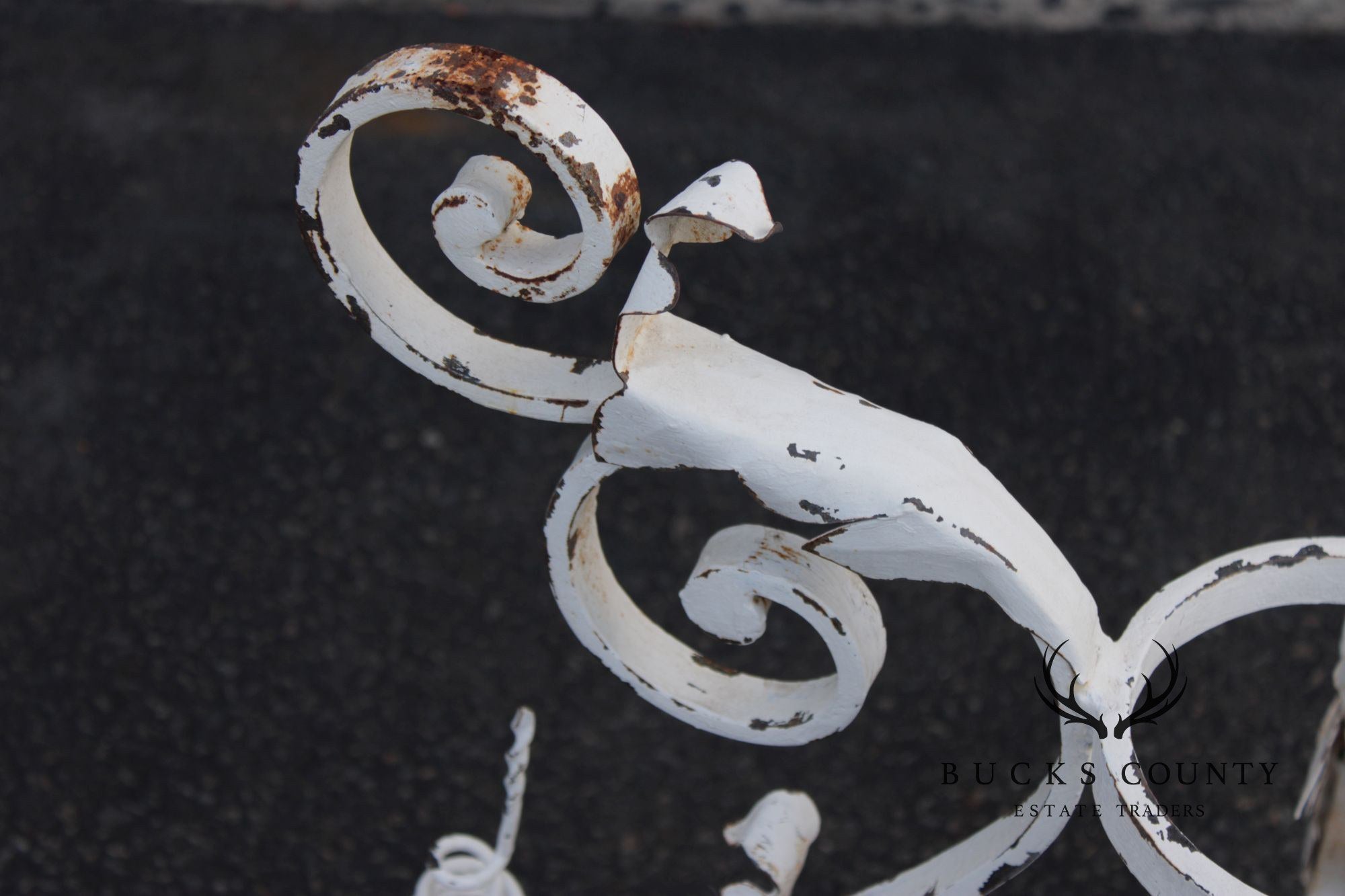 Vintage Italian Style Painted Wrought Iron Garden Plant Stand or Table Base