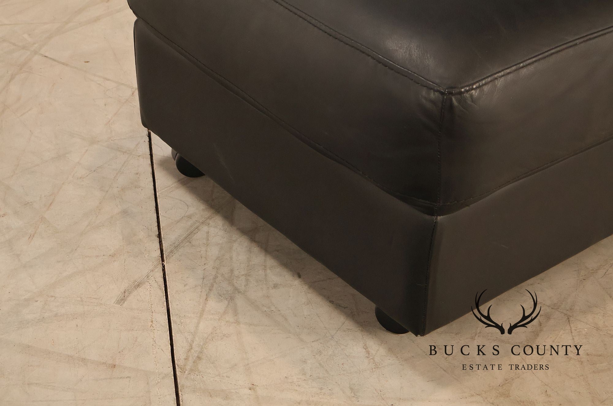 Brazialian Black Leather Modern Square Ottoman On Casters By Italsofa Bahia Ltda