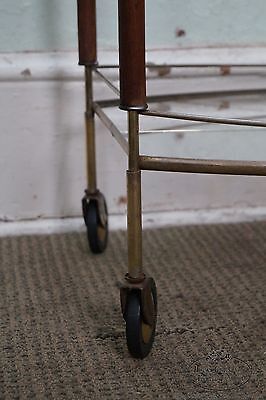 Mid Century Modern Italian Walnut Brass & Glass Serving Cart