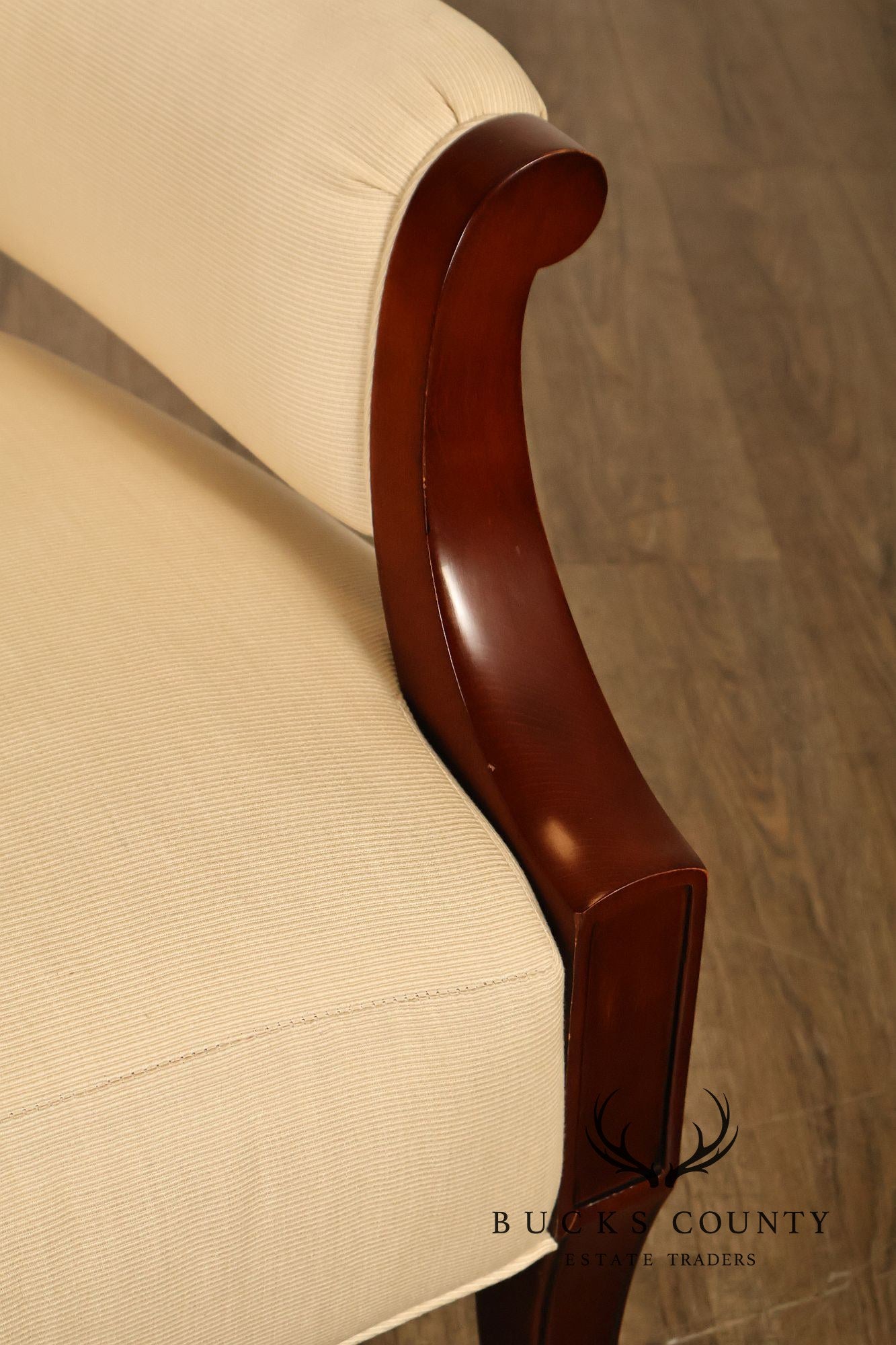 Baker French Art Deco Style Pair of Mahogany Armchairs
