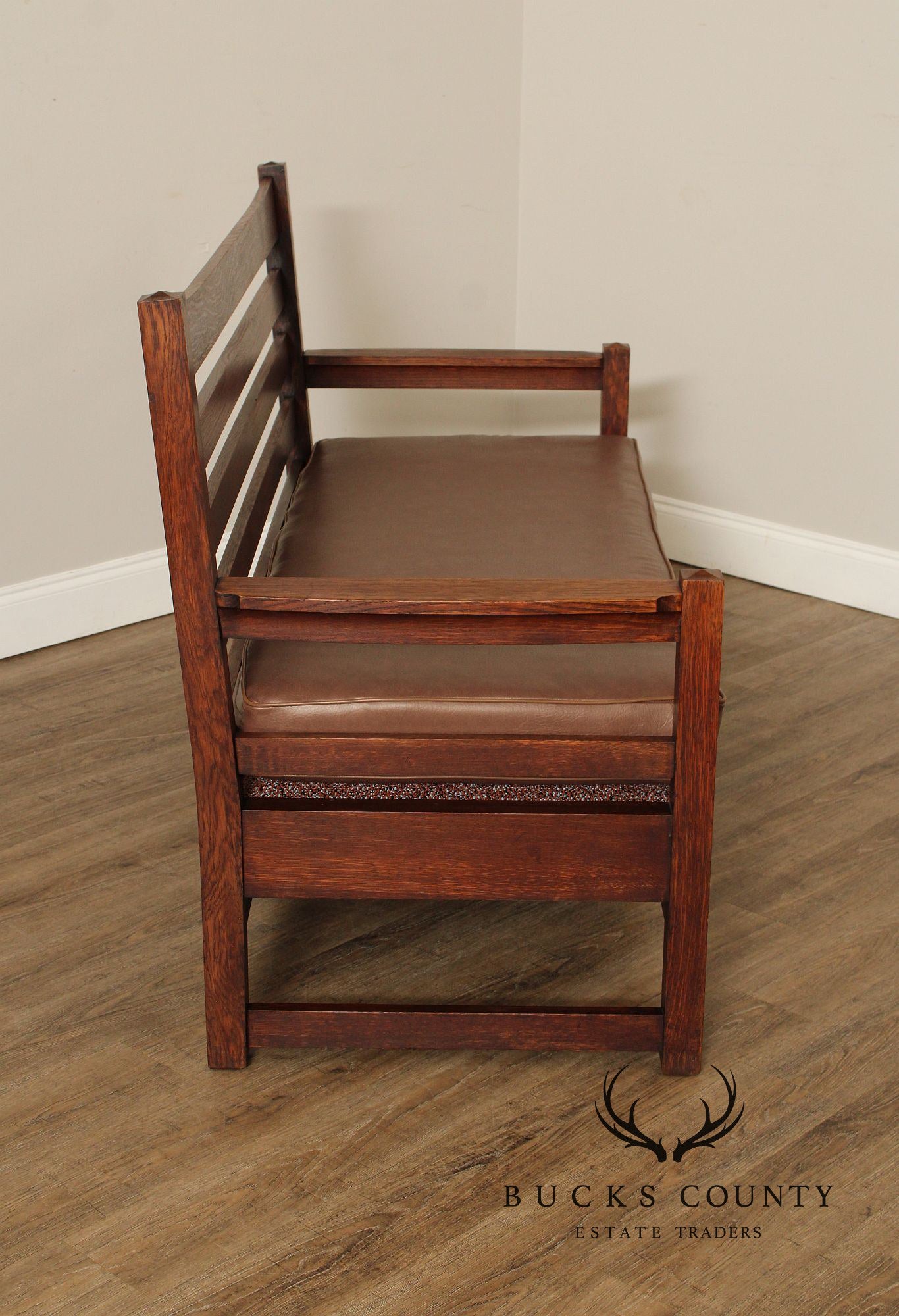 Gustav Stickley Antique Ladder Back Oak Settee