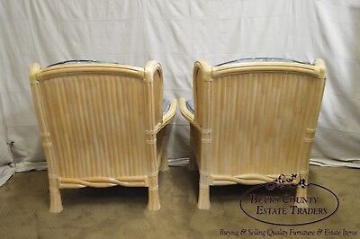 Lane Venture Pair of Twisted Rattan Lounge Chairs