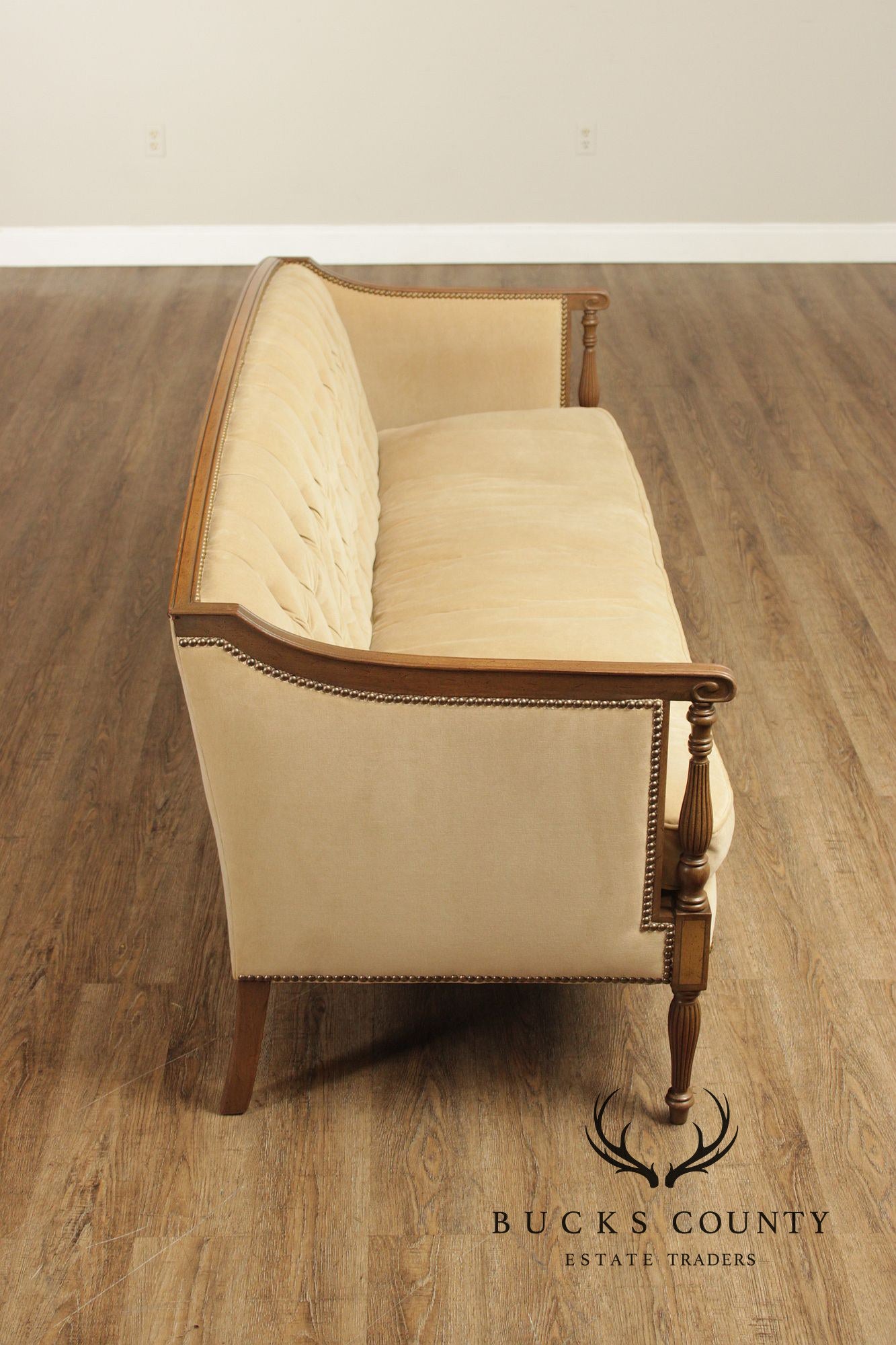 Sheraton Style Vintage Mahogany Tufted Sofa