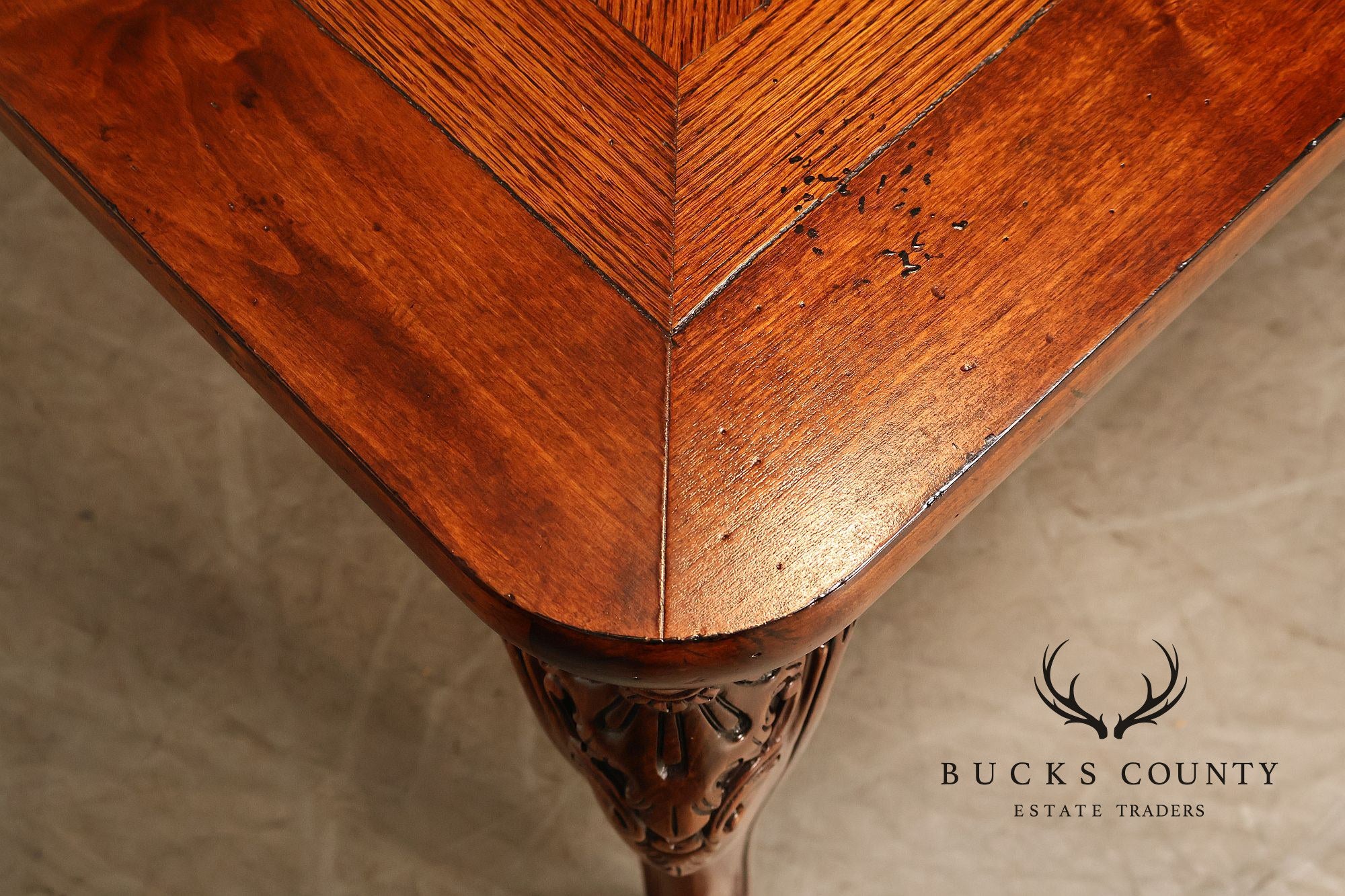 Henredon French Provincial Style Parquetry Top Expandable Dining Table