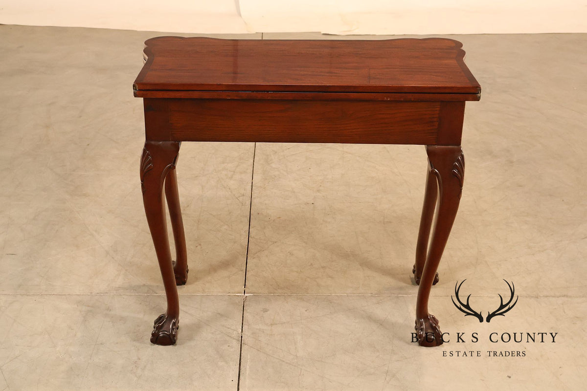 Chippendale Style Mahogany Pair Of Flip-Top Ball And Claw Game Tables