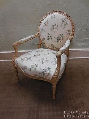 Quality French Louis XVI Wide Fauteuil Cameo Back Open Arm Chair