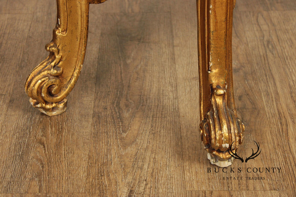 Venetian Rococo Style Marble Top Giltwood Console Table