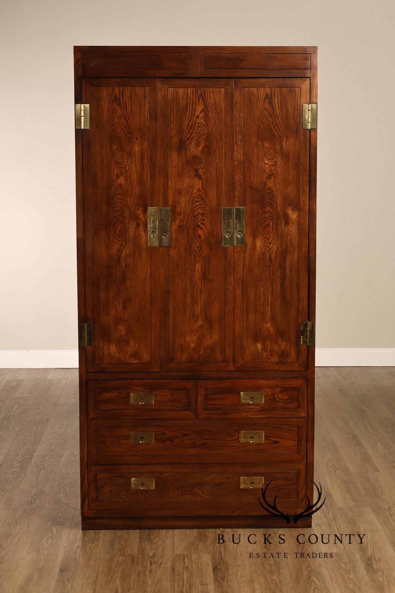 Henredon Scene One Campaign Style Bedroom Armoire Cabinet