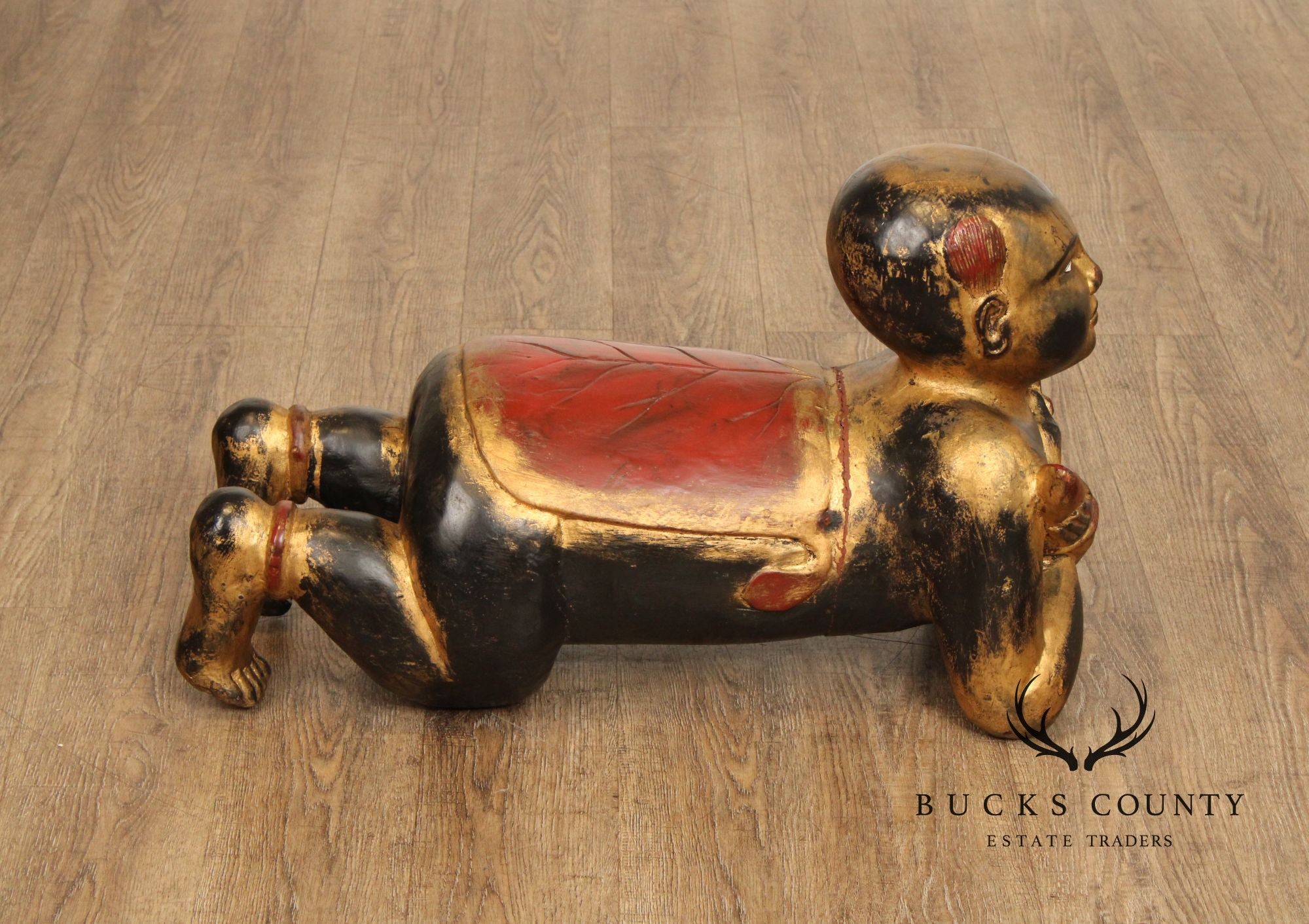 Vintage Thai Giltwood Temple Figure Stool