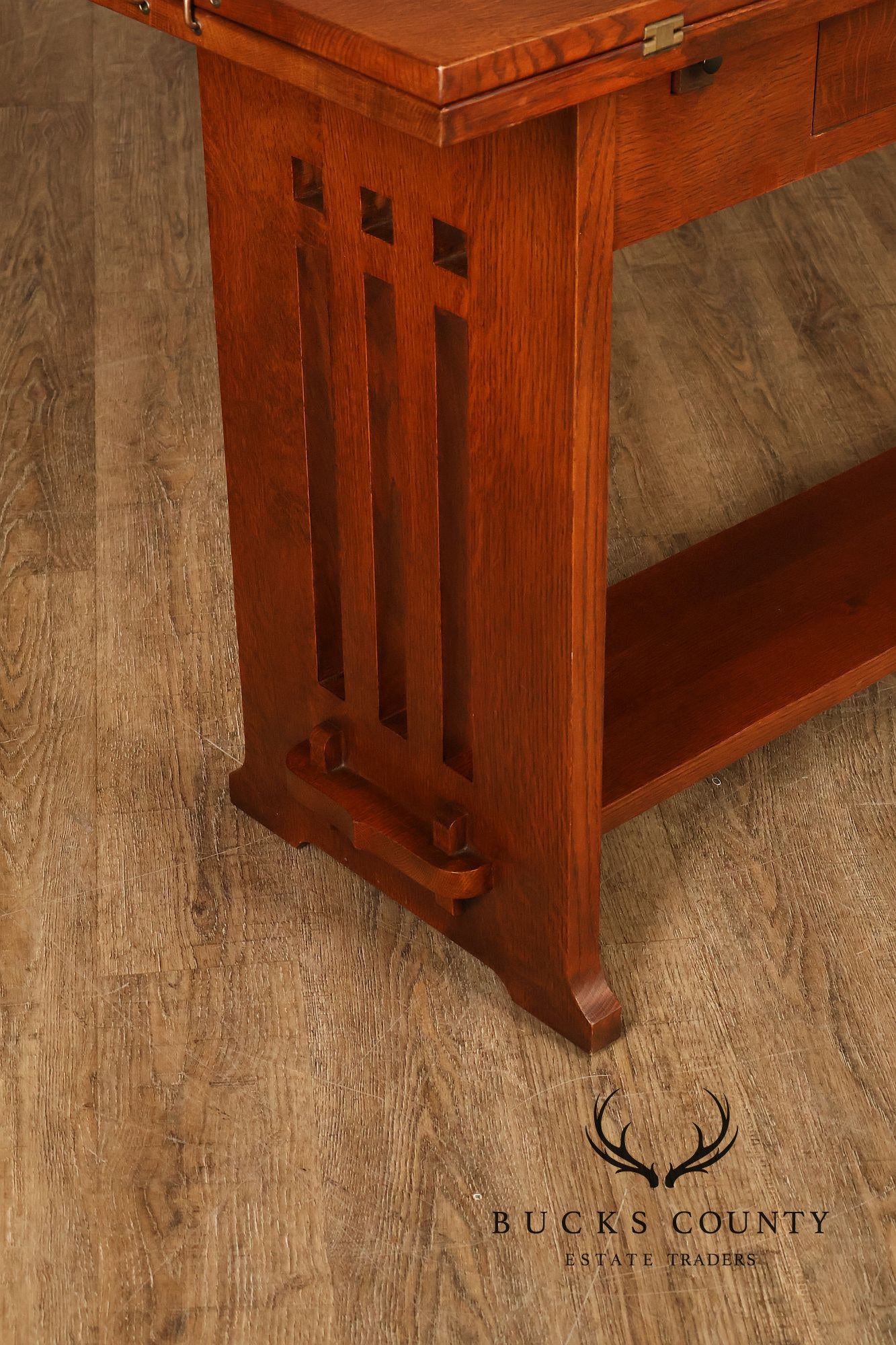 Stickley Furniture Mission Collection Oak Flip Top Harvest Console Or Dining Table