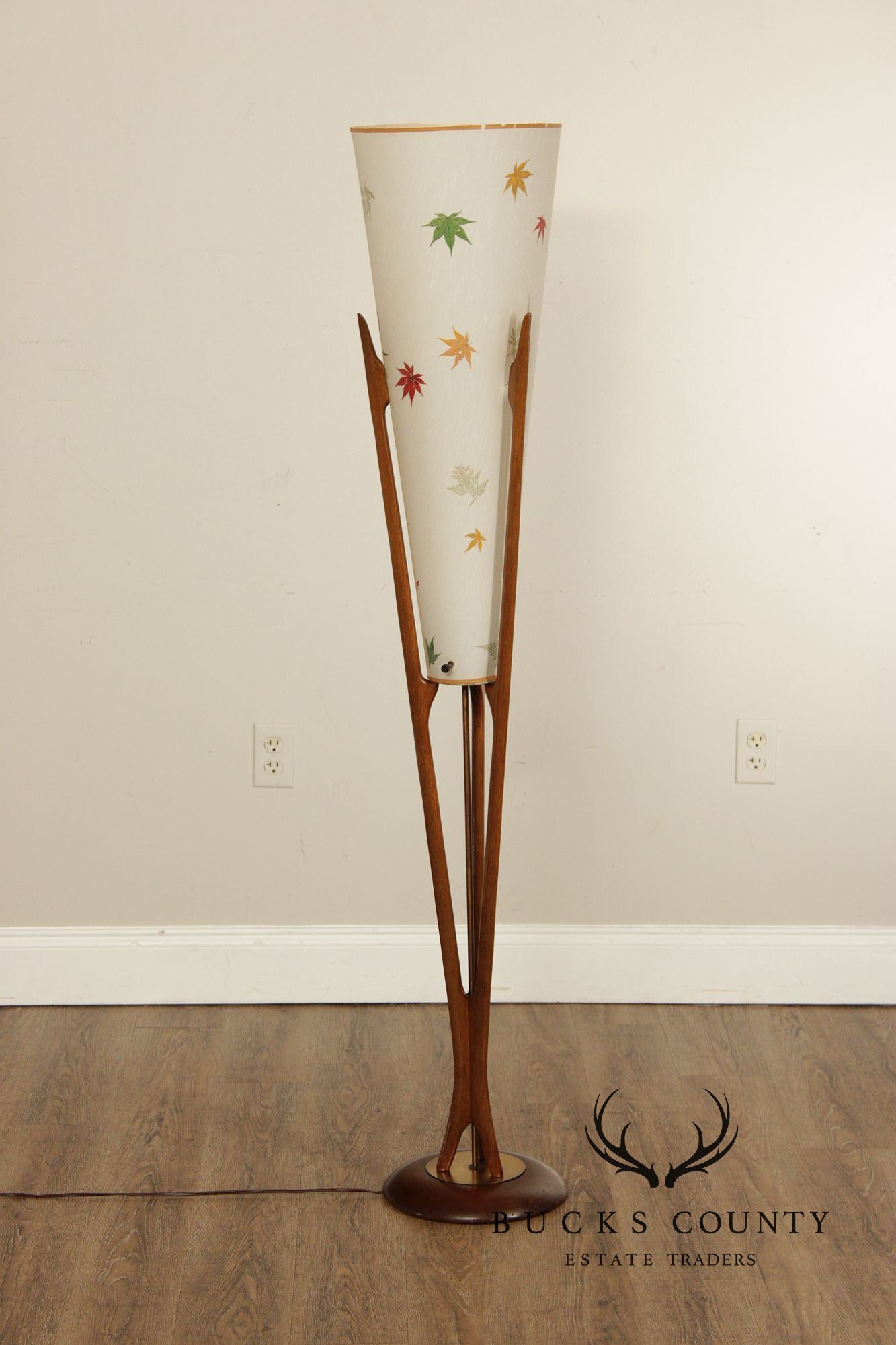 Modeline Mid Century Modern Walnut Floor Lamp