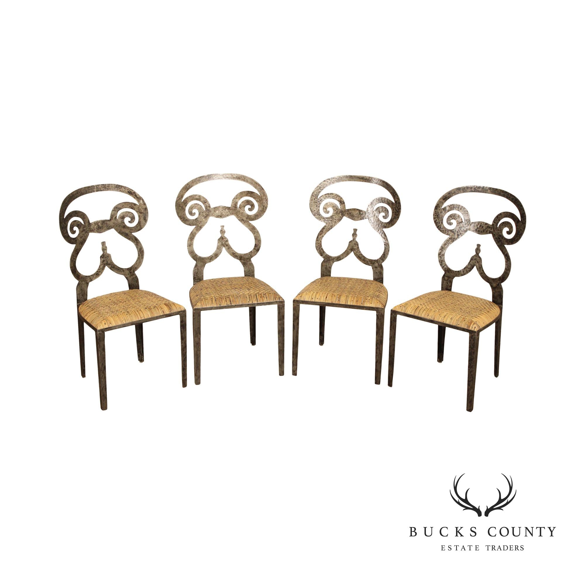 Biedermeir Style Pair Of Forged Iron Frame dining Chairs (originally set of 4)
