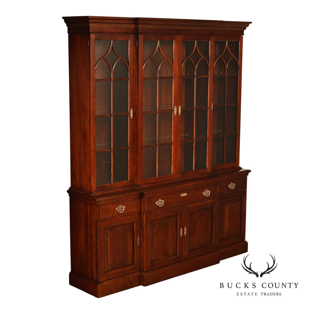 Statton Trutype Americana Cherry Breakfront China Cabinet