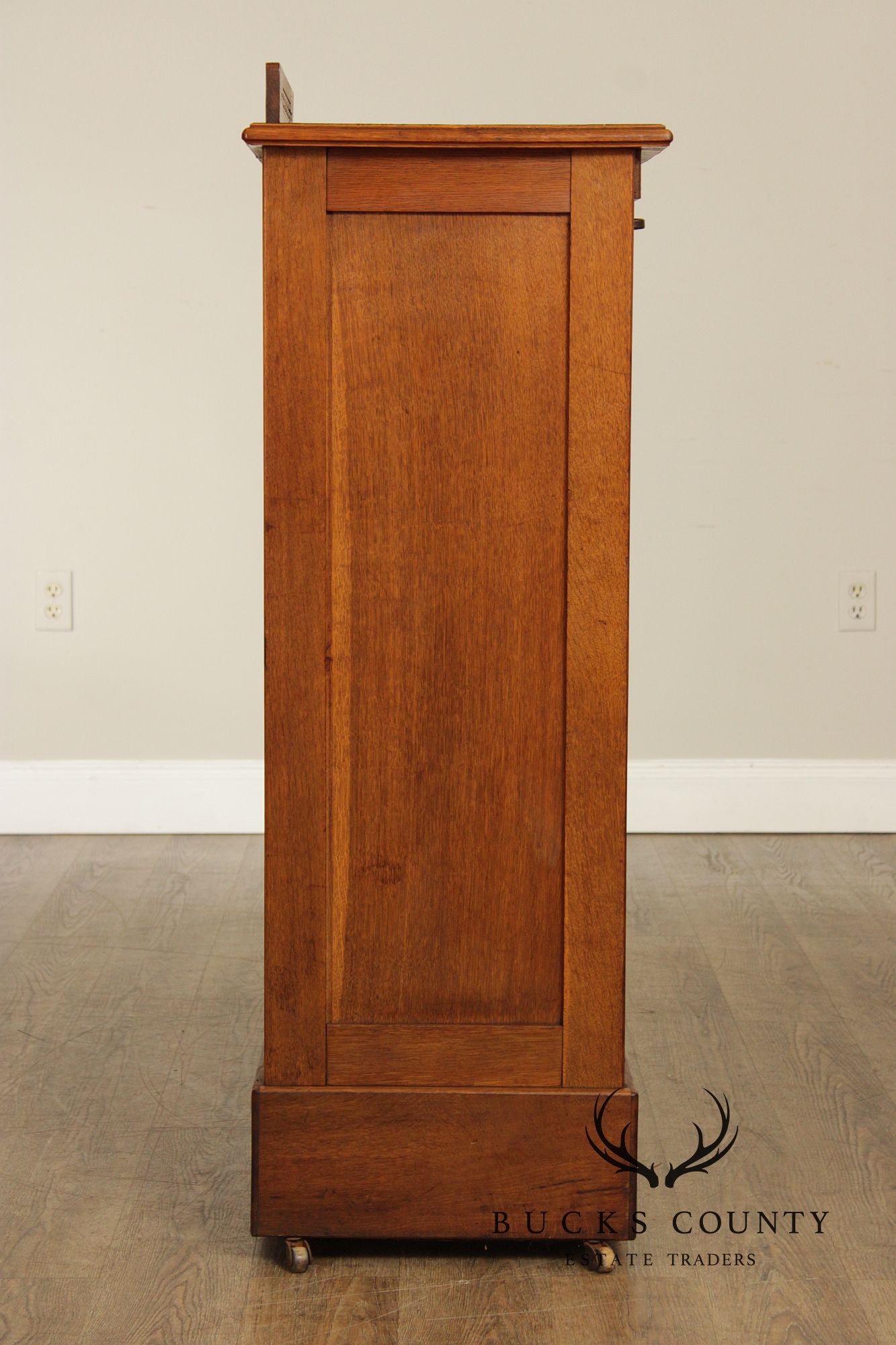 Antique Arts & Crafts Oak Tambour File Cabinet