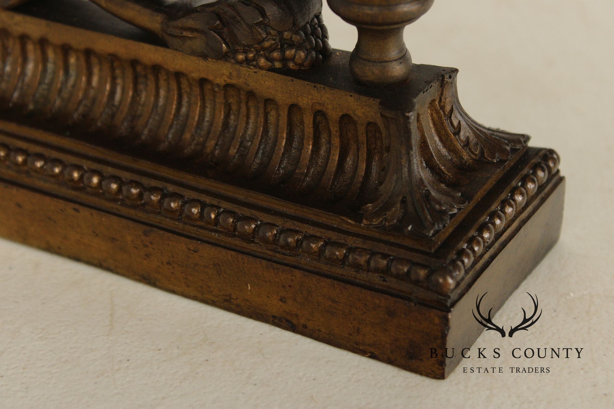 French Louis XV Style Antique Bronze Pair of Cherub Andirons