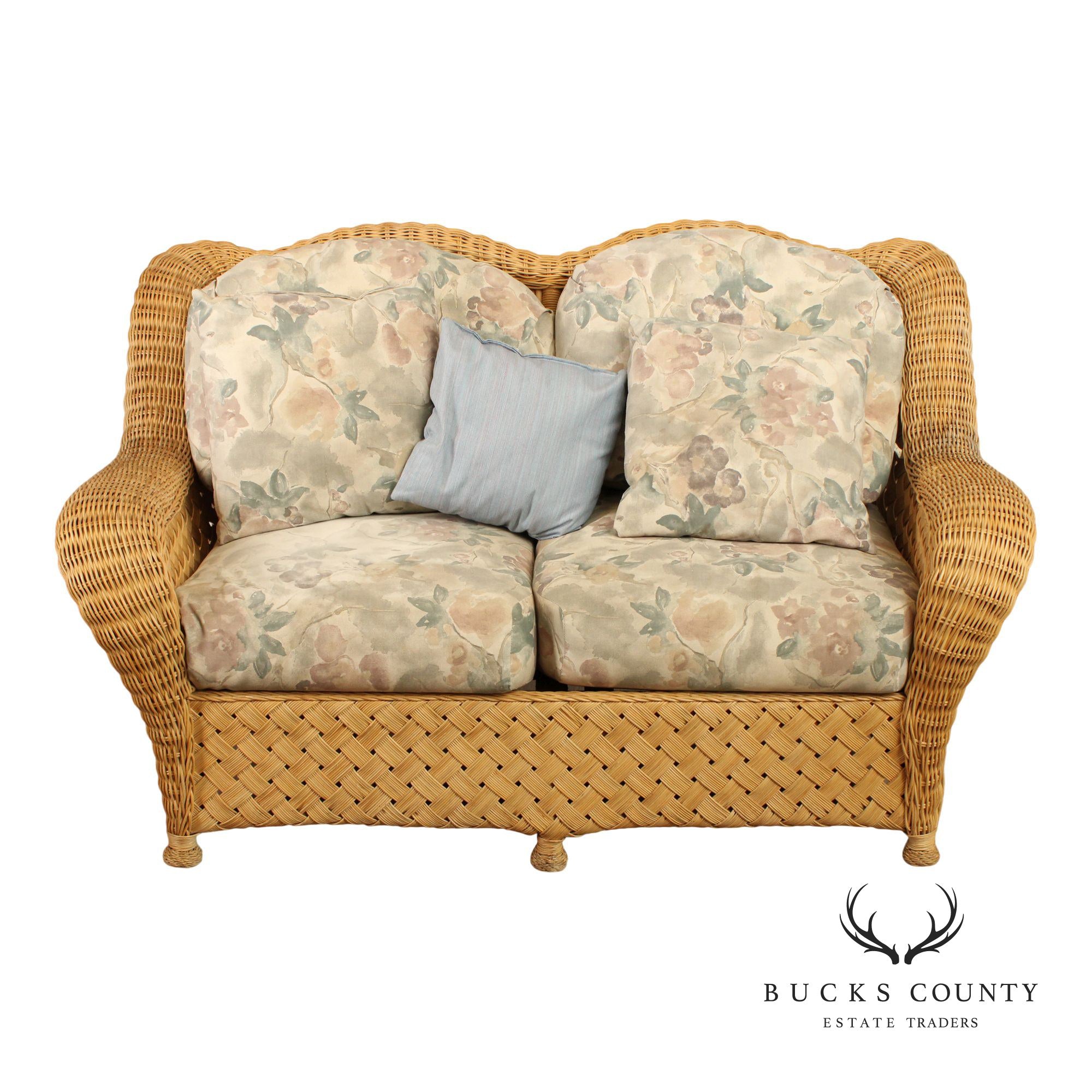 Quality Vintage Wicker Loveseat Sofa