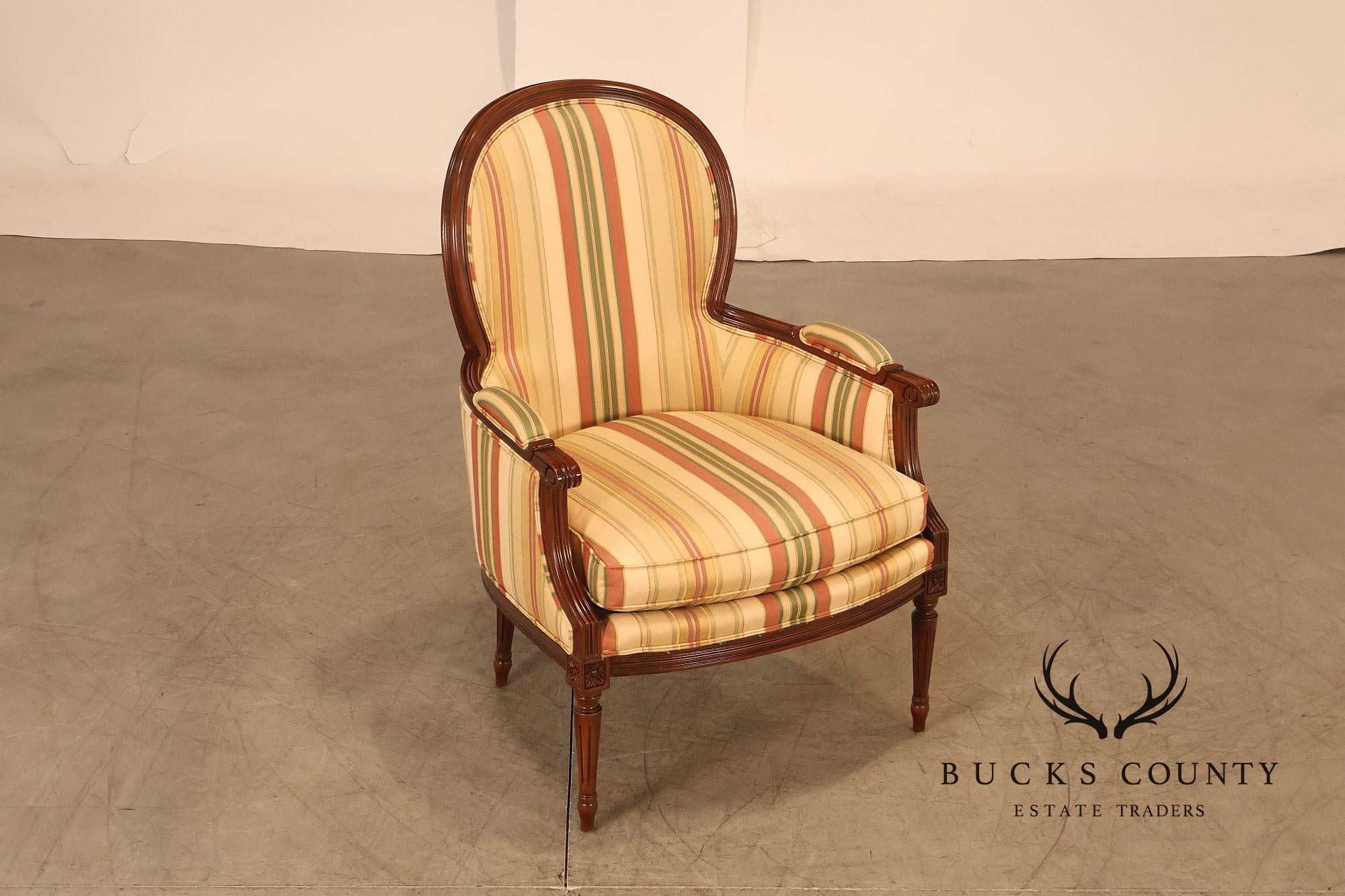 Sherrill Furniture French Louis XVI Style Pair of Bergere Armchairs