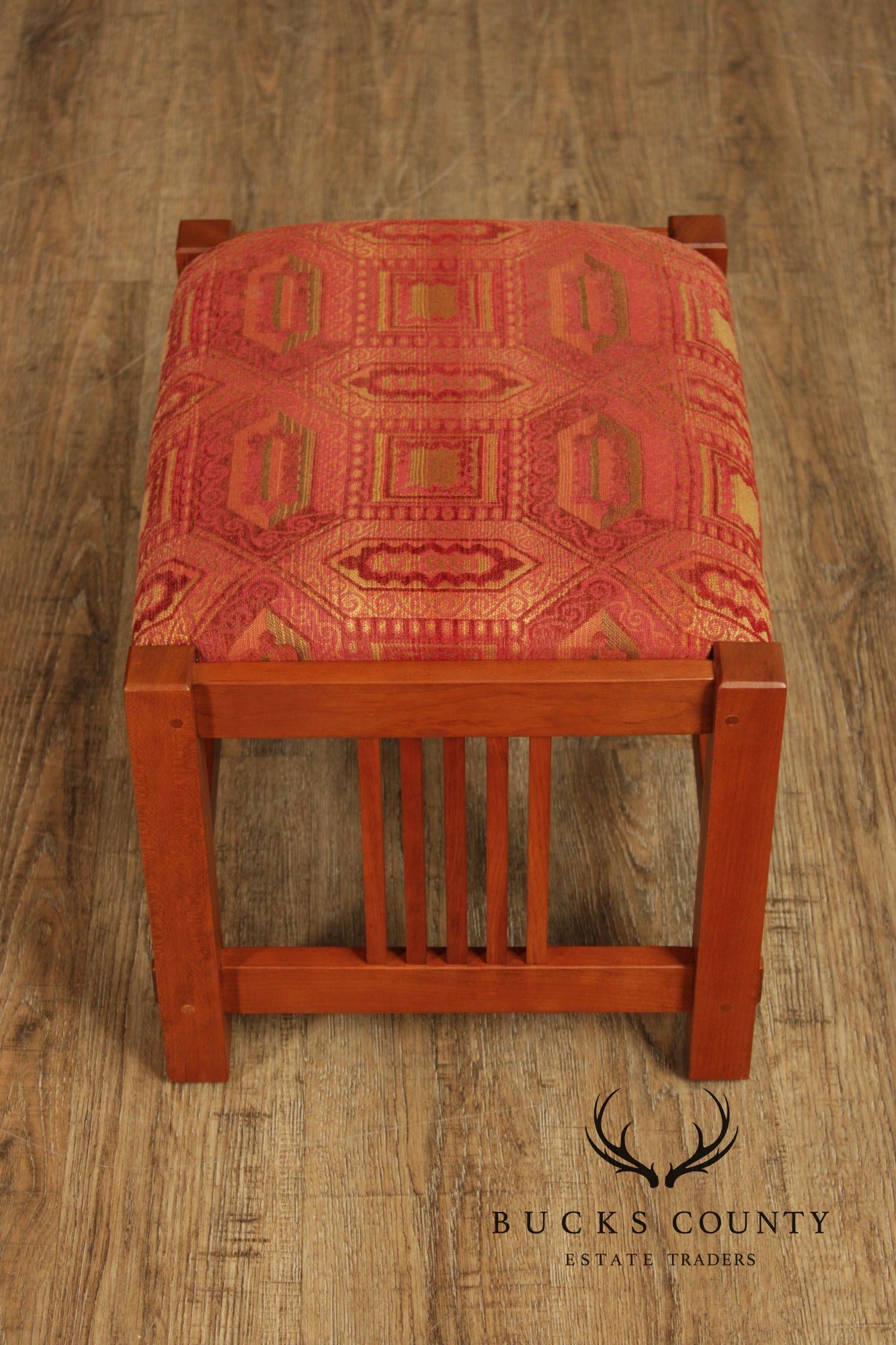 Stickley Mission Collection Cherry Compact Spindle Morris Chair And Ottoman