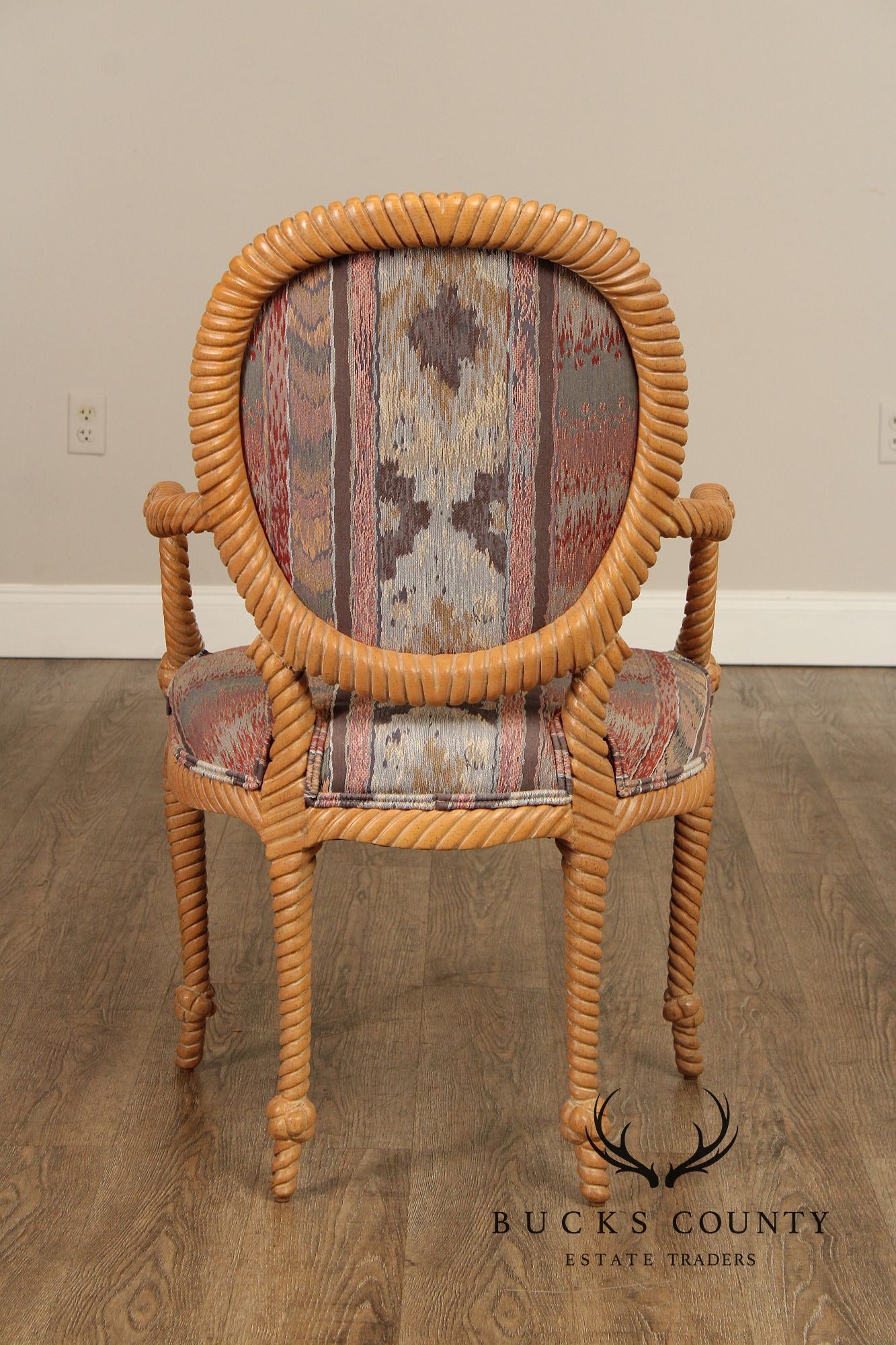 Italian Pair of Roped Carved Armchairs