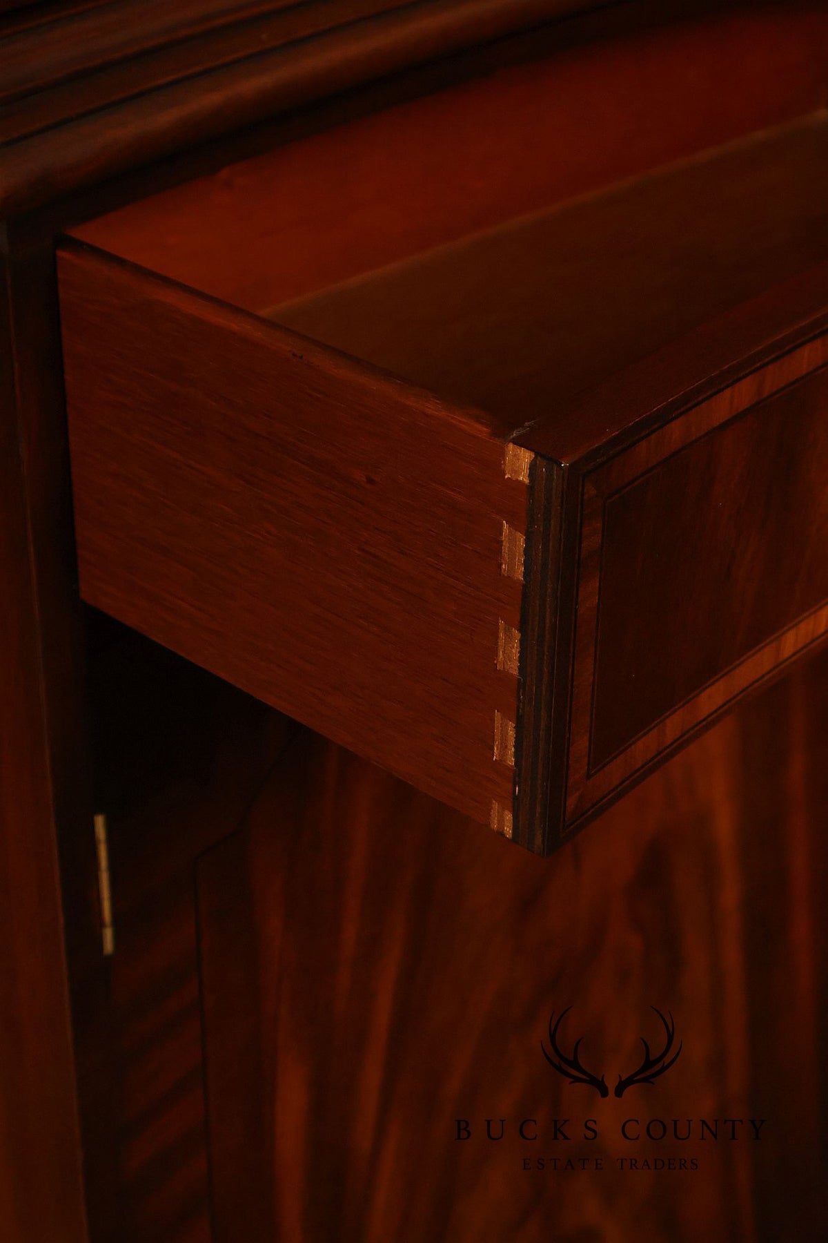 Bevan Funnell Reprodux English Georgian Style Inlaid Mahogany Breakfront