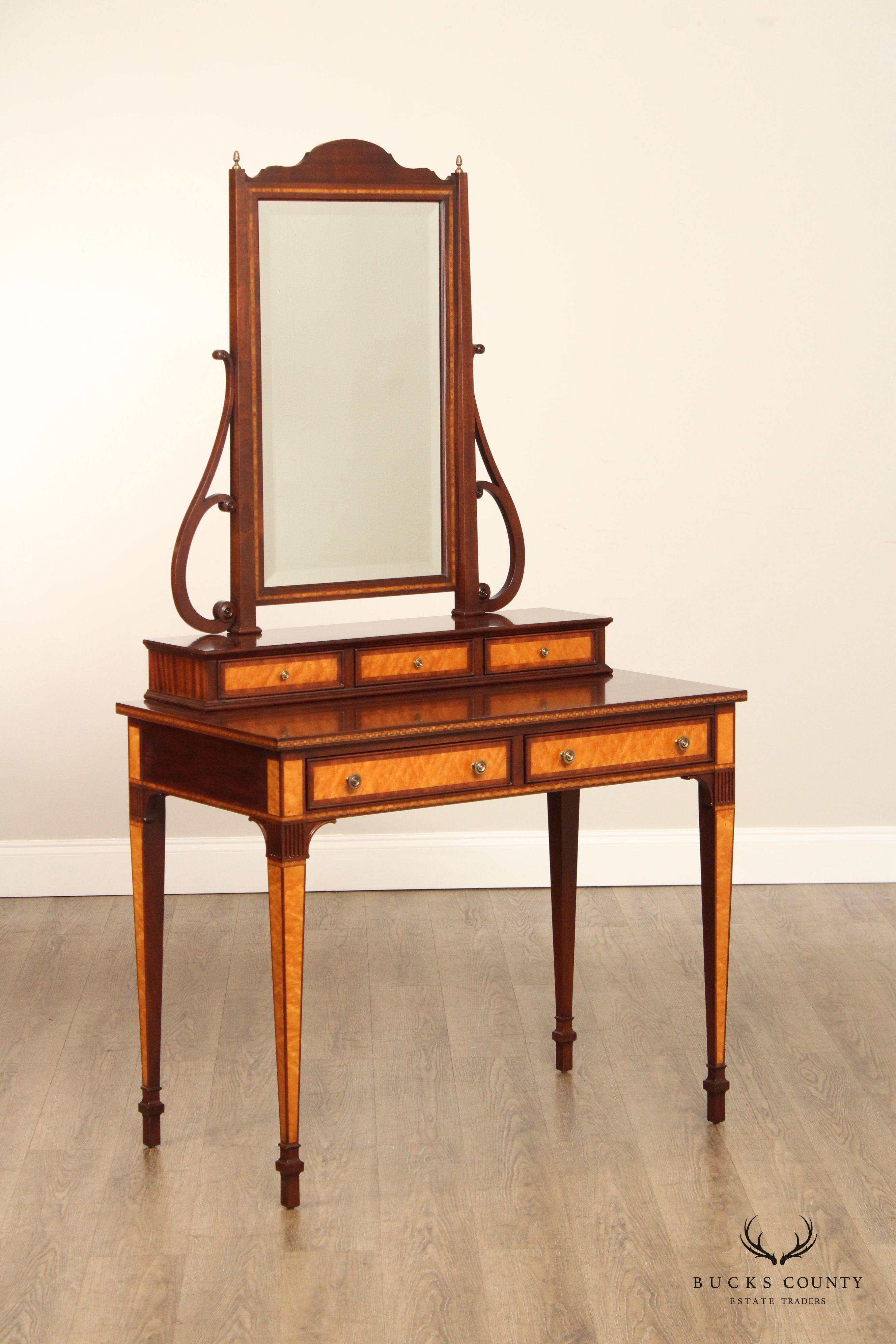 Henkel Harris Federal Inlaid Mahogany Dressing Vanity w. Mirror