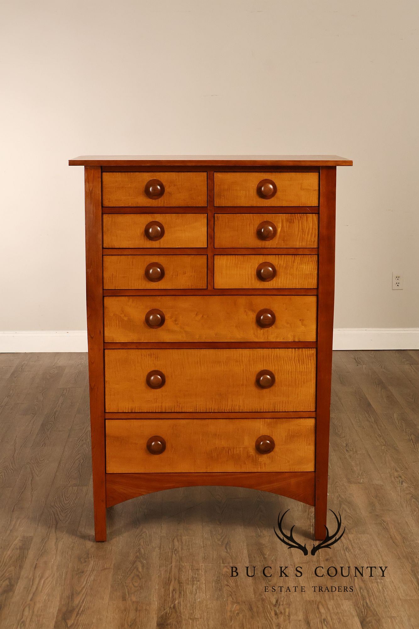 Stickley Mission Collection Harvey Ellis Cherry and Maple Tall Chest