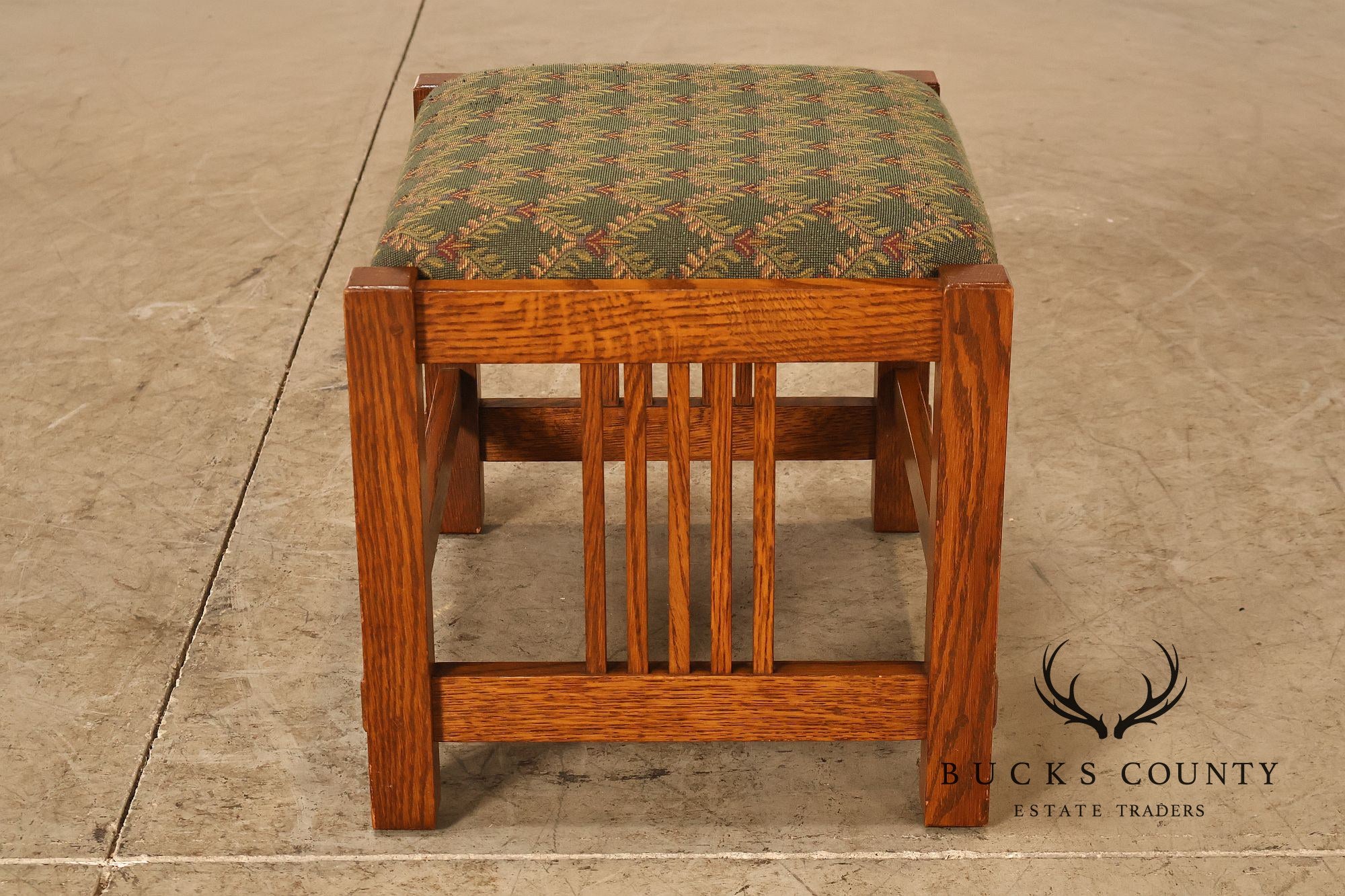 Stickley Mission Collection Oak Spindle Side Footstool Ottoman