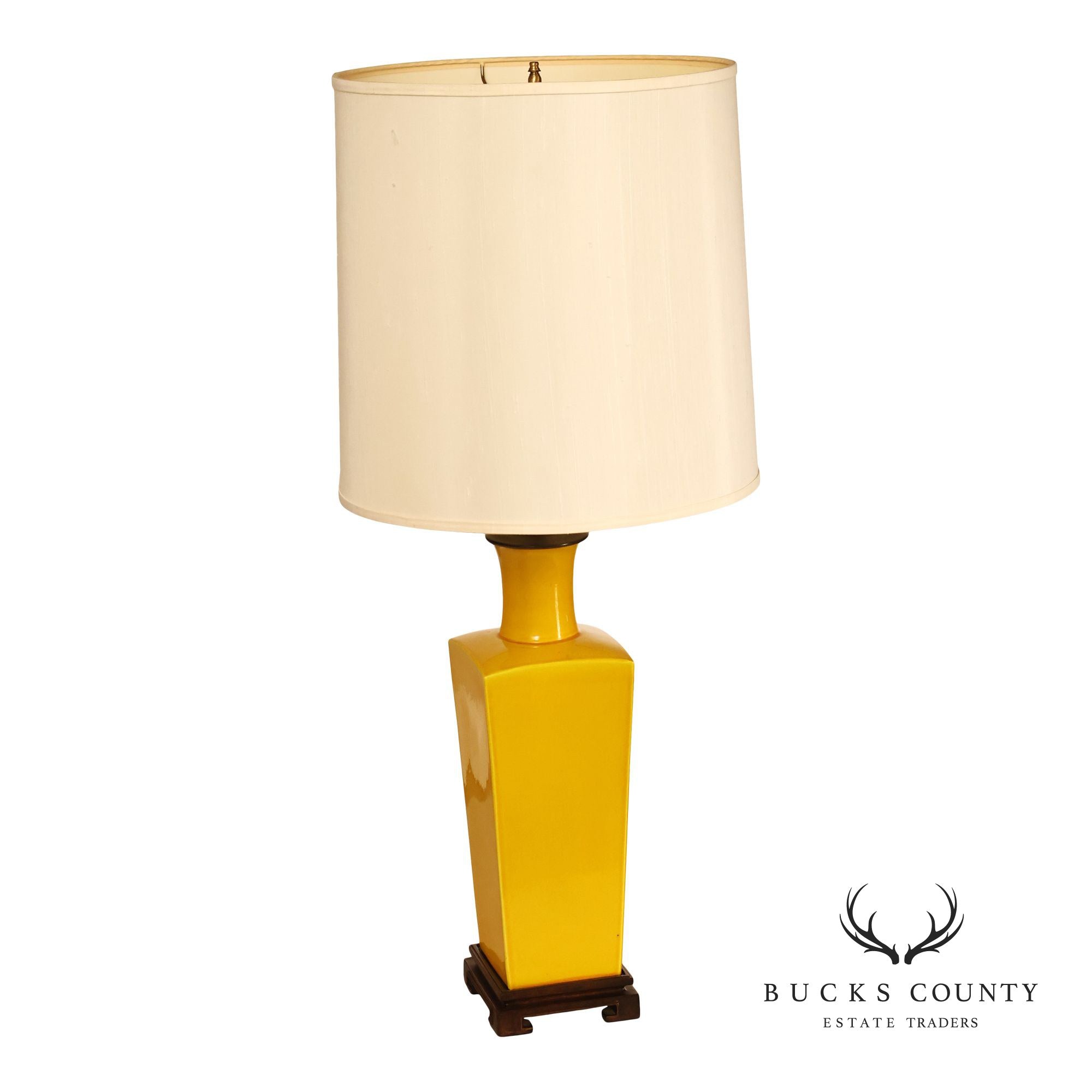 Mid Century Modern Yellow Glazed Ceramic Table Lamp