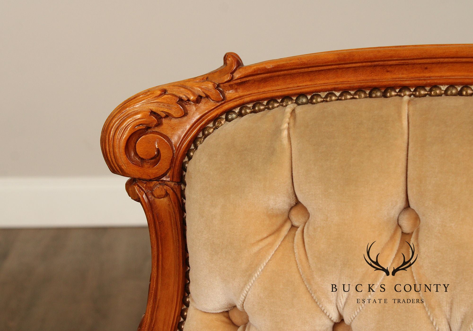 French Louis XV Style Carved Frame Settee Sofa