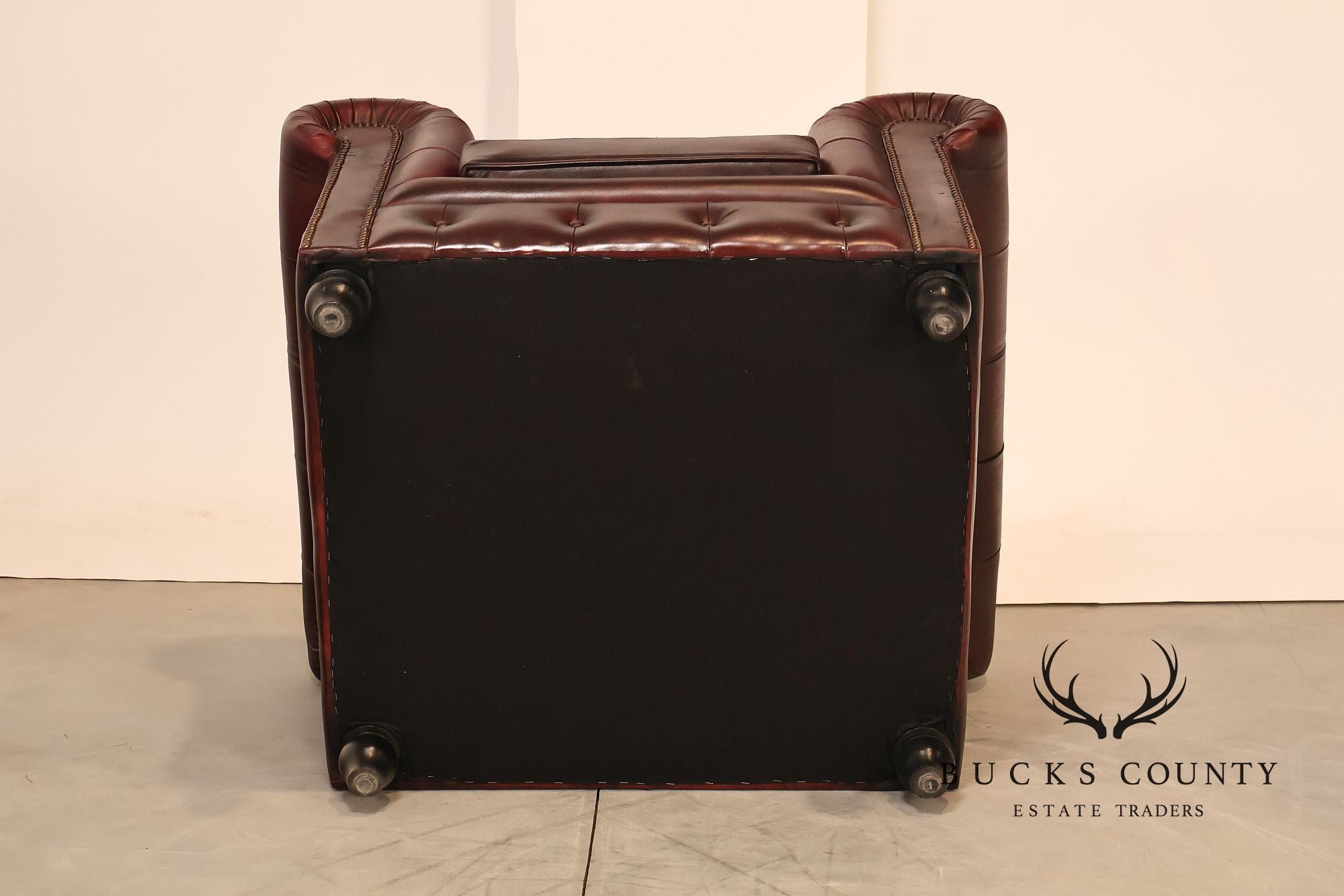 Chesterfield Style Pair Of Oxford Red Tufted Leather Club Chairs