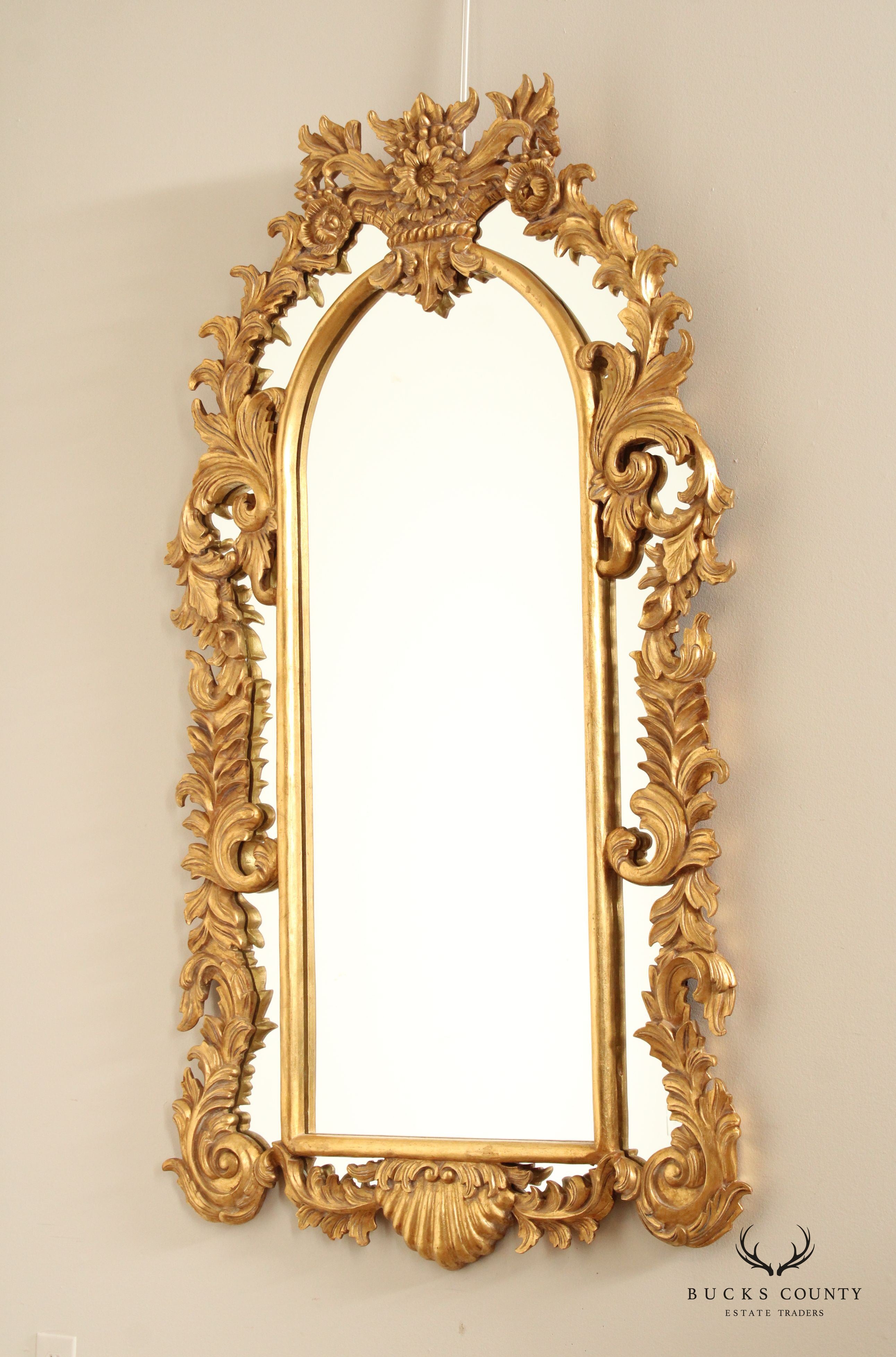 French Rococo Style Carved Giltwood Wall Mirror