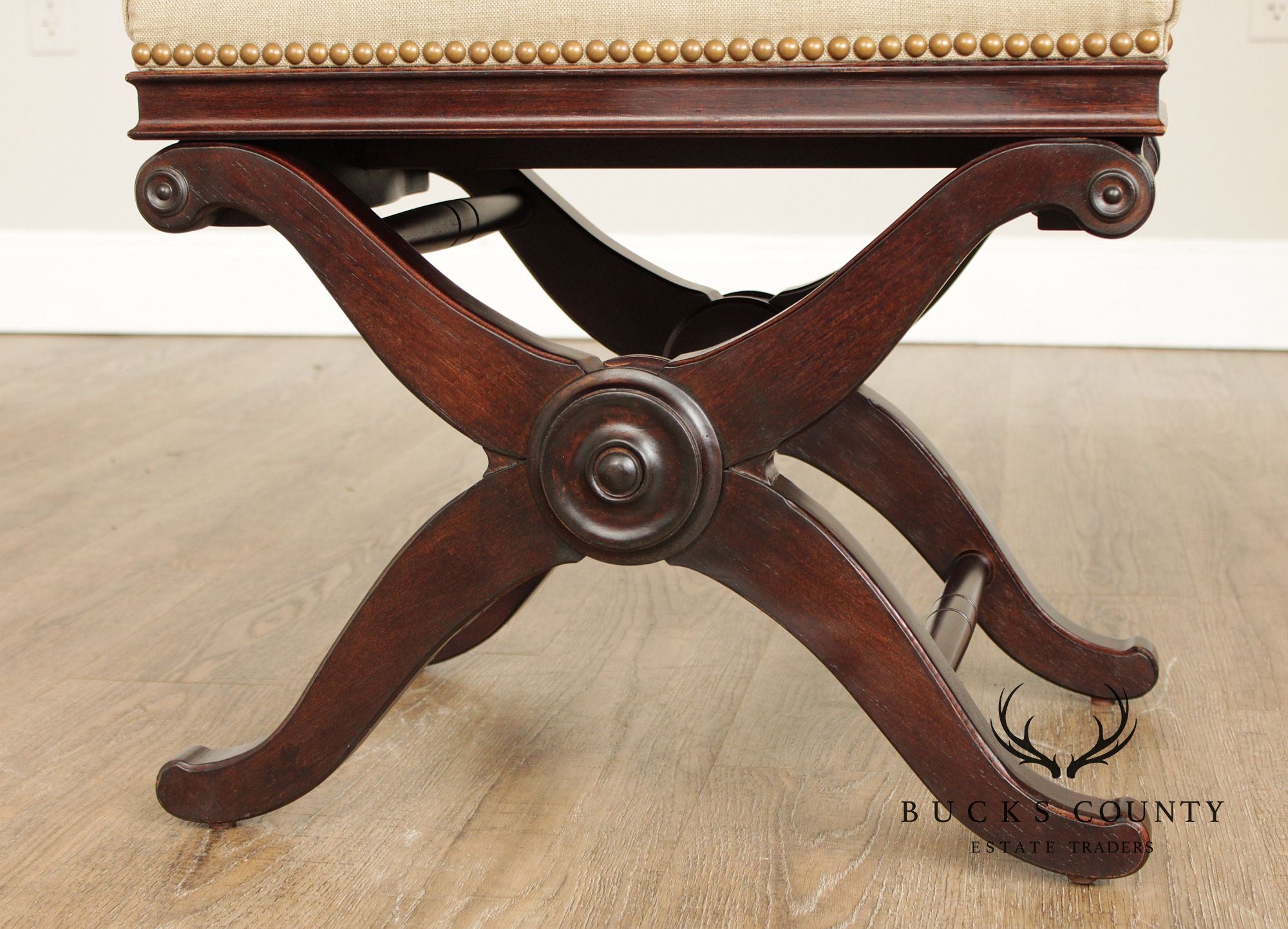 Restoration Hardware English Regency Style Mahogany X Base Bench