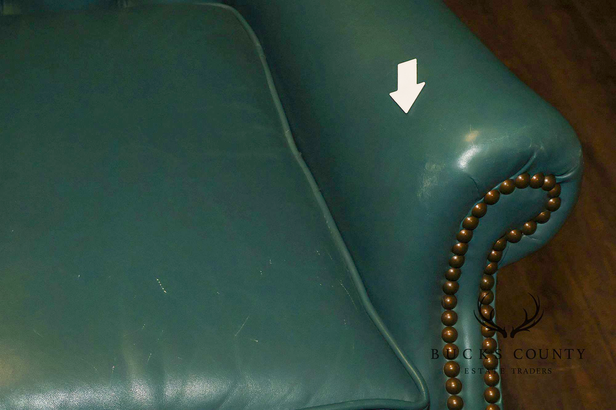 Distinction Furniture Chippendale Style Green Leather Wingback Armchair