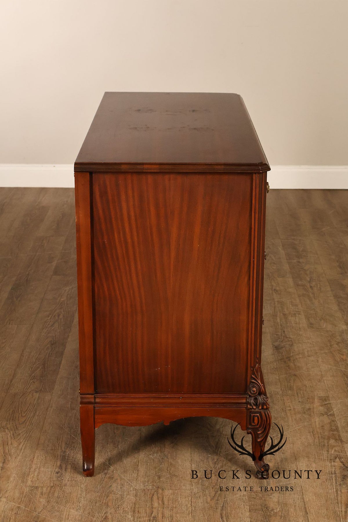 French Louis XV Style Flame Mahogany Dresser Chest