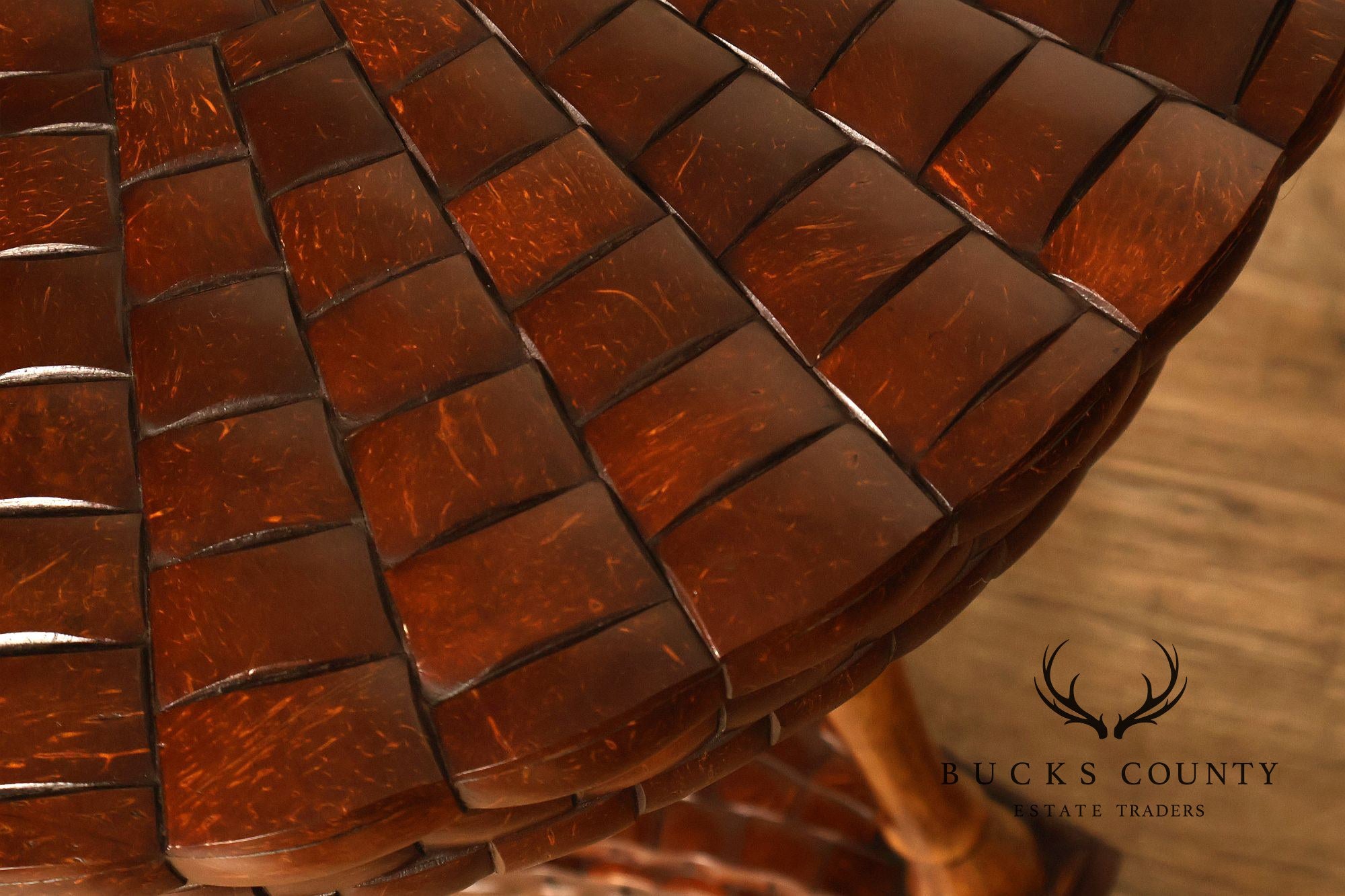 Maitland-Smith Pair Of Woven Top Round End Tables