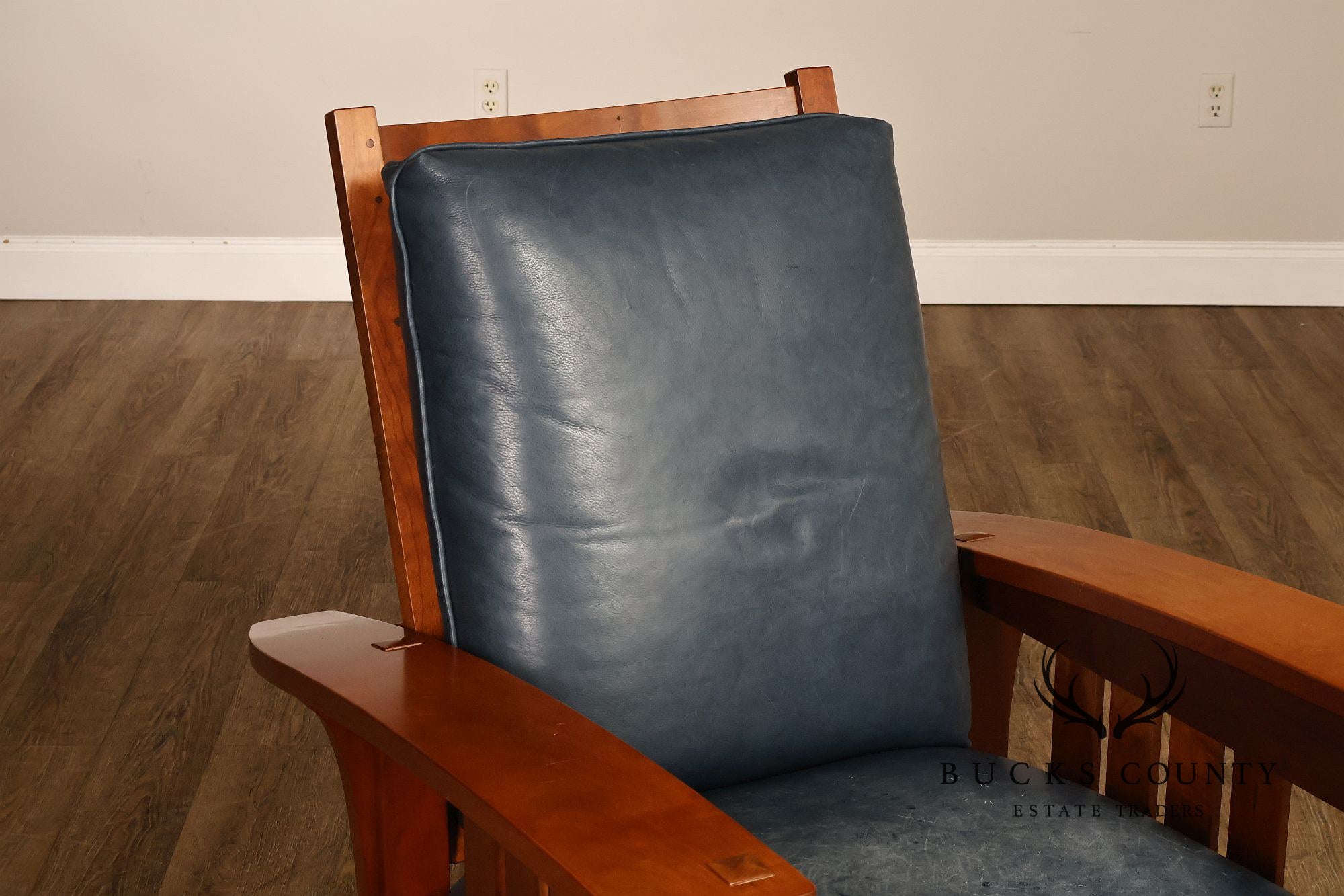 Stickley Mission Collection Cherry Bow Arm Morris Chair and Ottoman