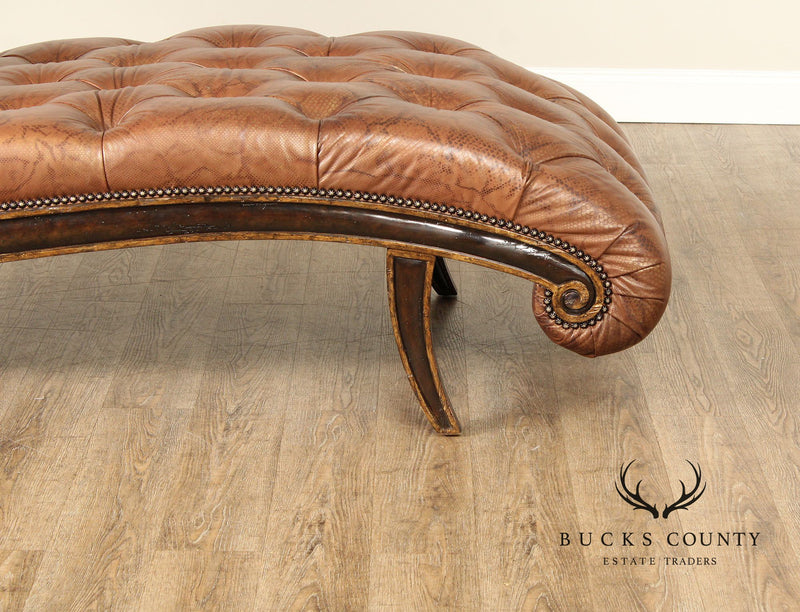 Marge Carson Tufted Leather Chaise Lounge