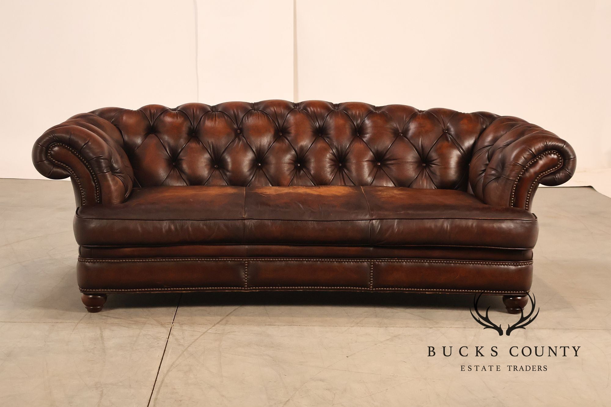 Randall Allen Tufted Leather Chesterfield Sofa